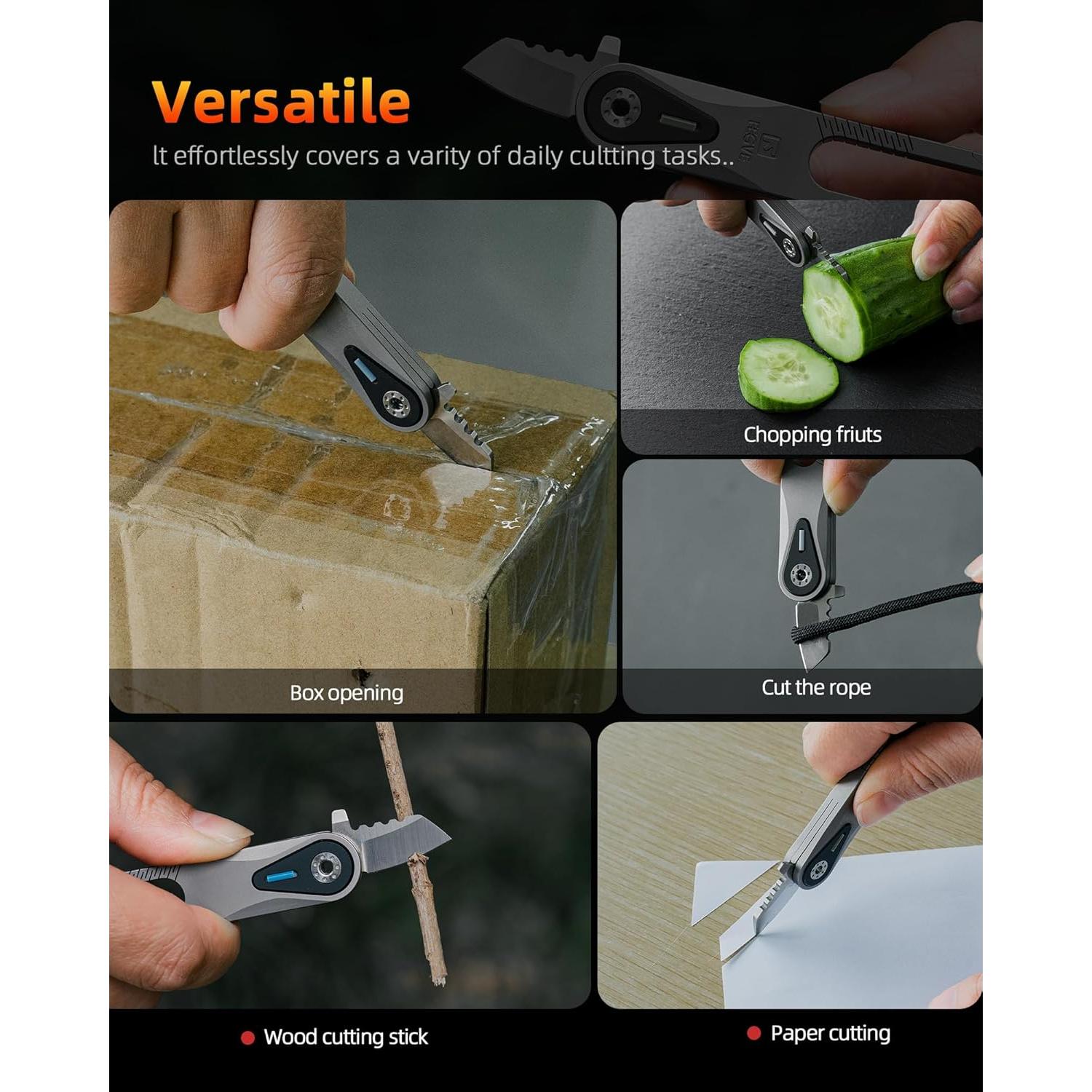 Cuchillo Plegable de Titanio FEGVE 8 cm Ligero y Compacto