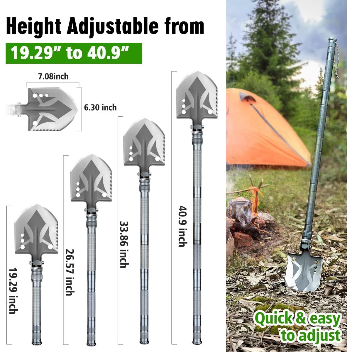 Pala Táctica Plegable ZENHOSIT con Hacha y Linterna 49-104 cm