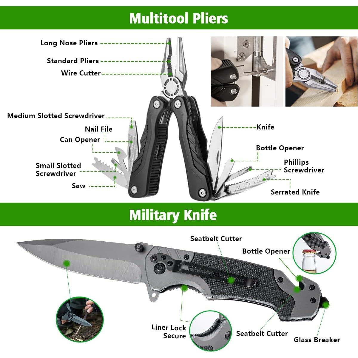 Pala Táctica Plegable ZENHOSIT con Hacha y Linterna 49-104 cm