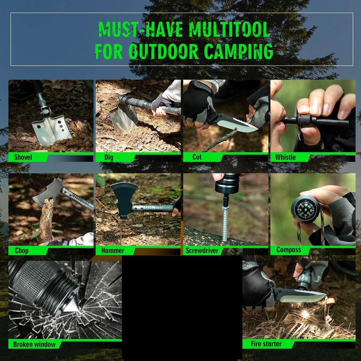 Pala de Supervivencia ZENHOSIT con Hacha Plegable 98.9 cm