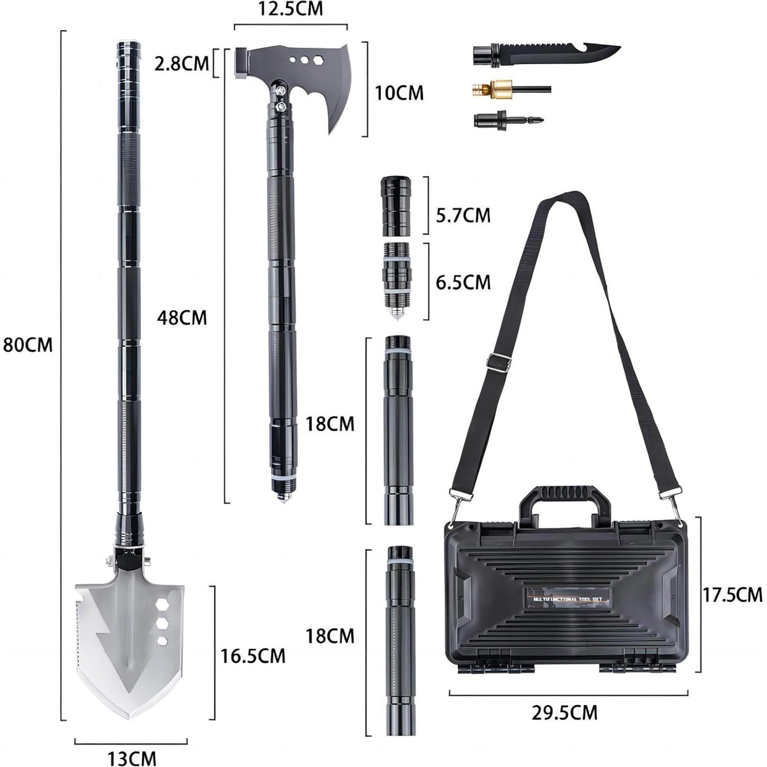 Conjunto Pala y Hacha Camping ZODISTORE Acero Alto Carbono