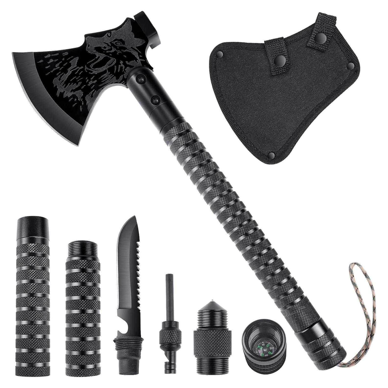 Hacha de Supervivencia FUSIONKEI 10 en 1 Multiusos Camping