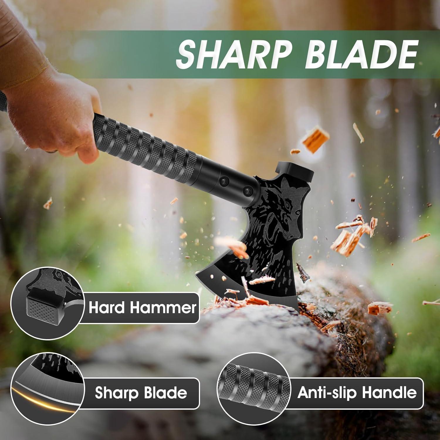 Hacha de Supervivencia FUSIONKEI 10 en 1 Multiusos Camping