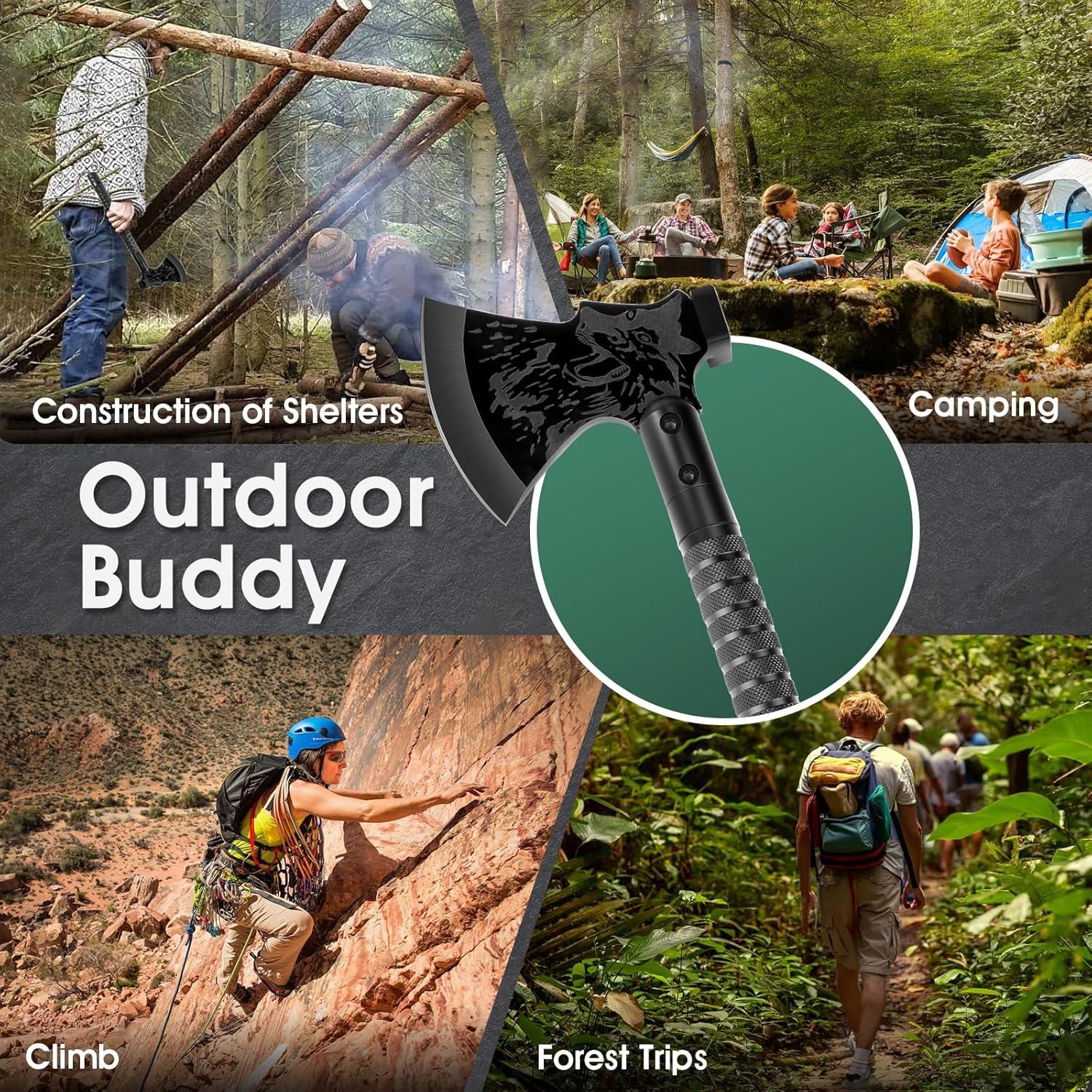 Hacha de Supervivencia FUSIONKEI 10 en 1 Multiusos Camping