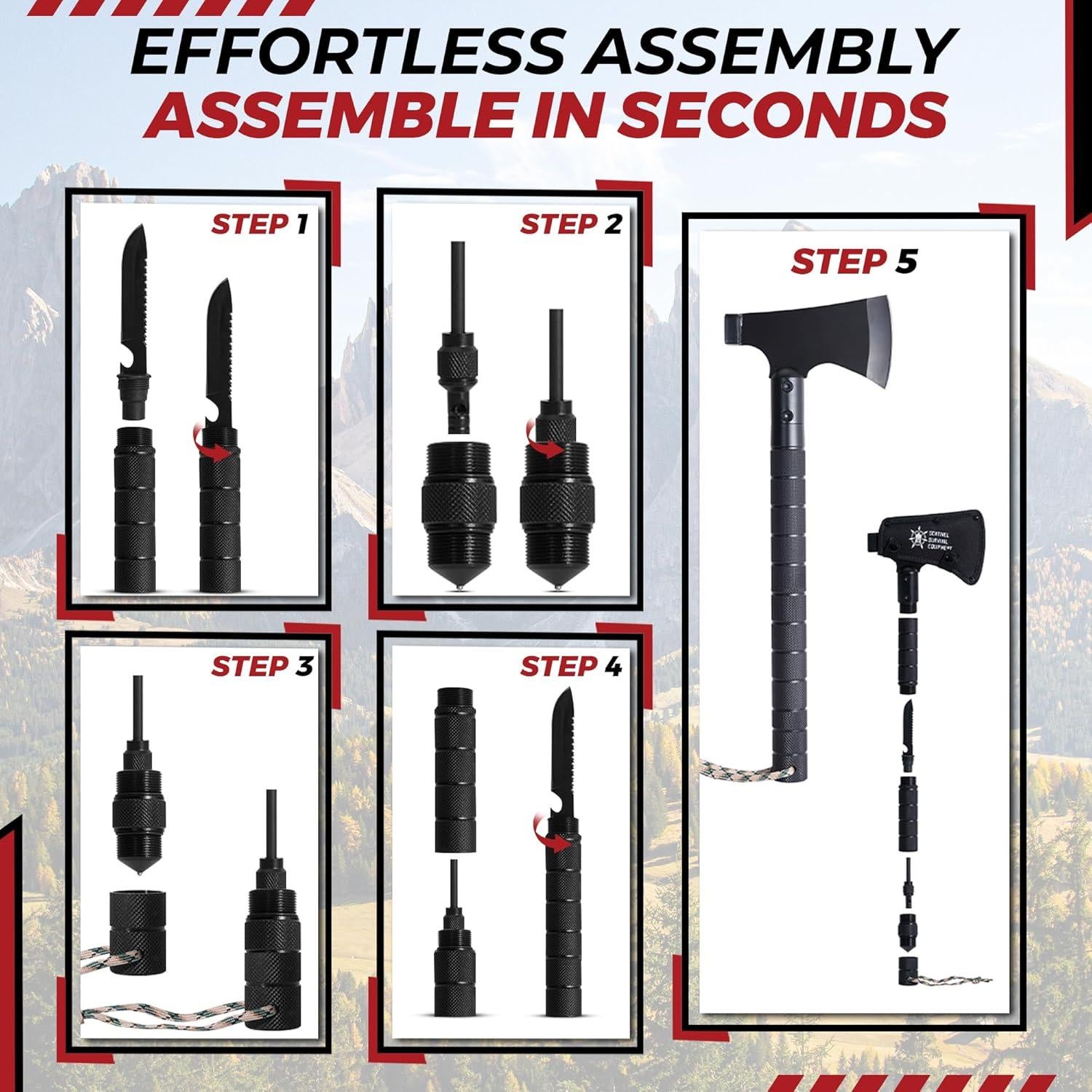 Hacha de Bushcraft Sentinel - Multi-Herramienta 43cm