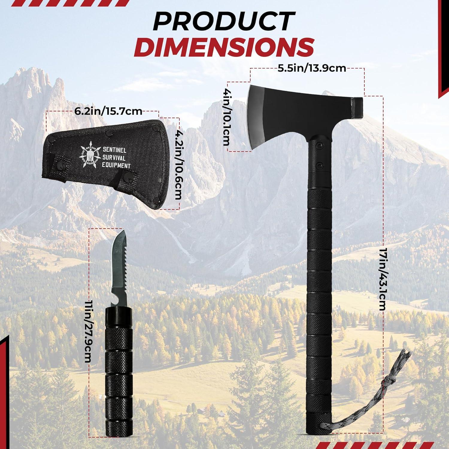 Hacha de Bushcraft Sentinel - Multi-Herramienta 43cm