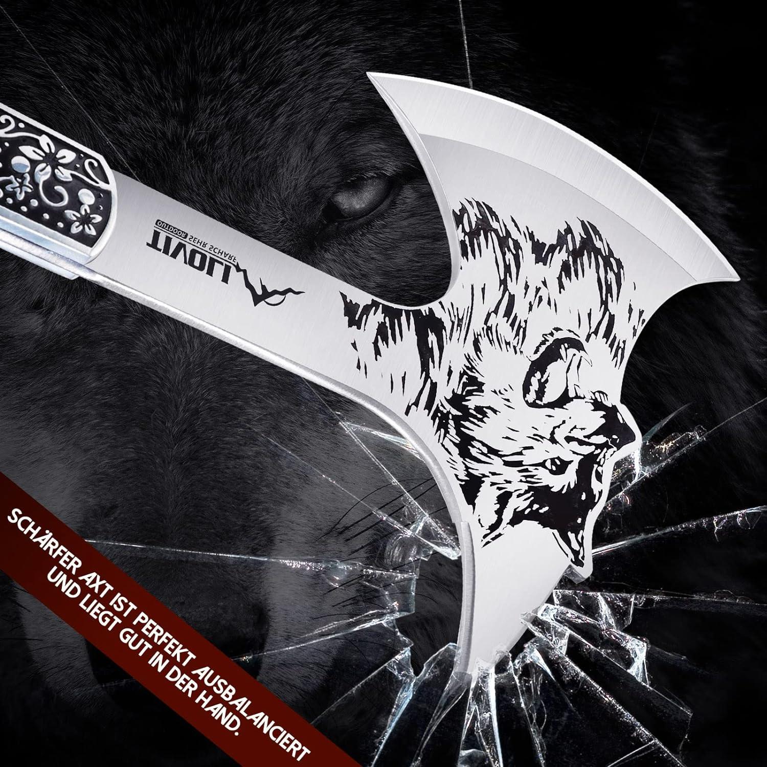 Hacha de Camping TIVOLI 34 cm con Funda de Nailon y Caja de Regalo