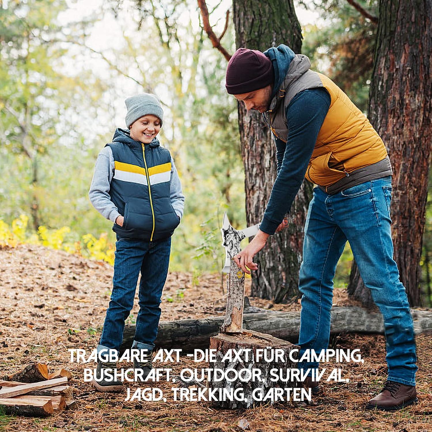 Hacha de Camping TIVOLI 34 cm con Funda de Nailon y Caja de Regalo