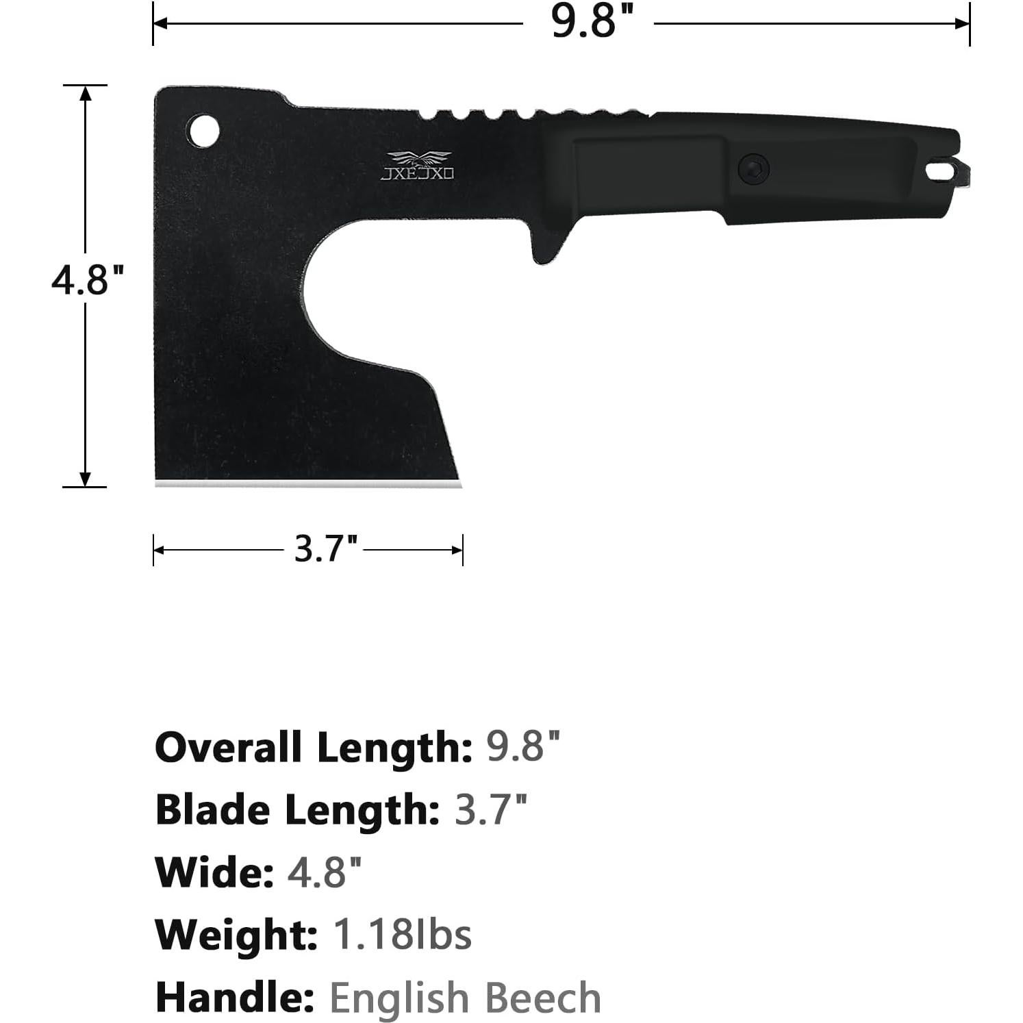 JXE JXO Camping and Survival Hatchet, 9.8" Full Tang Mini Camping Axe, Ergonomic Rubber Handle, Come with Durable Nylon Sheath