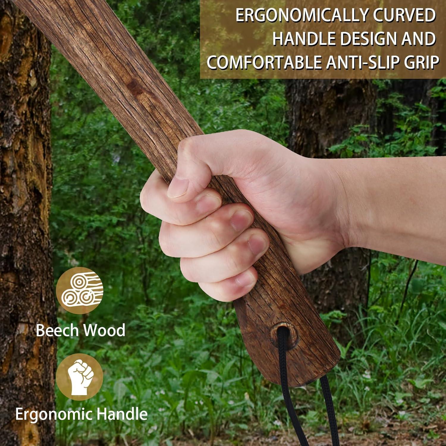 Hacha de Camping DWFKHT 14.4" Forjada a Mano con Funda