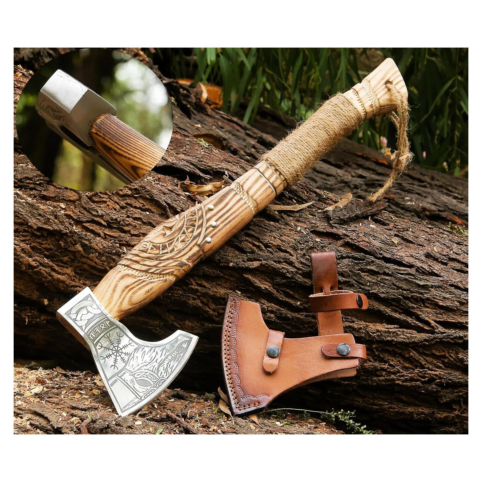 Hacha Vikinga Ahqaf 48.26 cm con Funda de Cuero