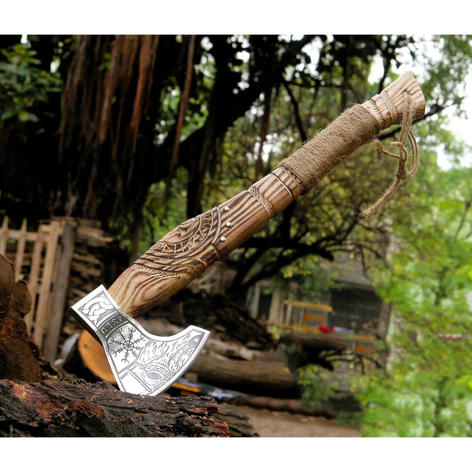 Hacha Vikinga Ahqaf 48.26 cm con Funda de Cuero