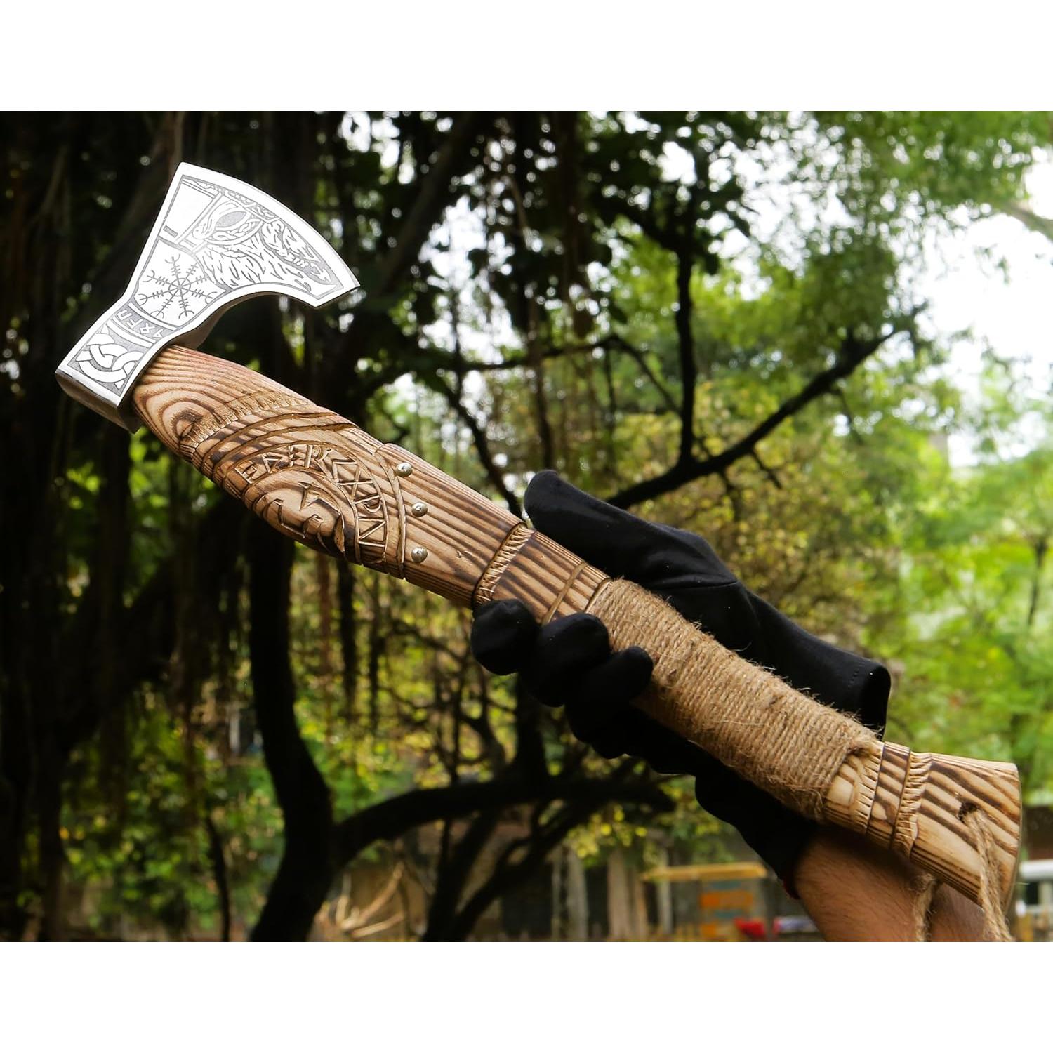 Hacha Vikinga Ahqaf 48.26 cm con Funda de Cuero