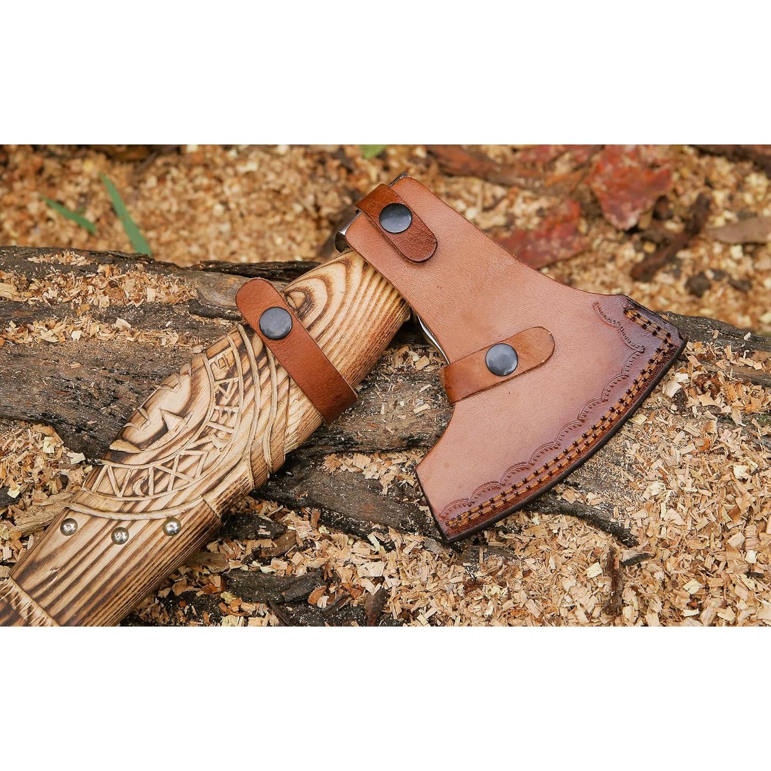 Hacha Vikinga Ahqaf 48.26 cm con Funda de Cuero