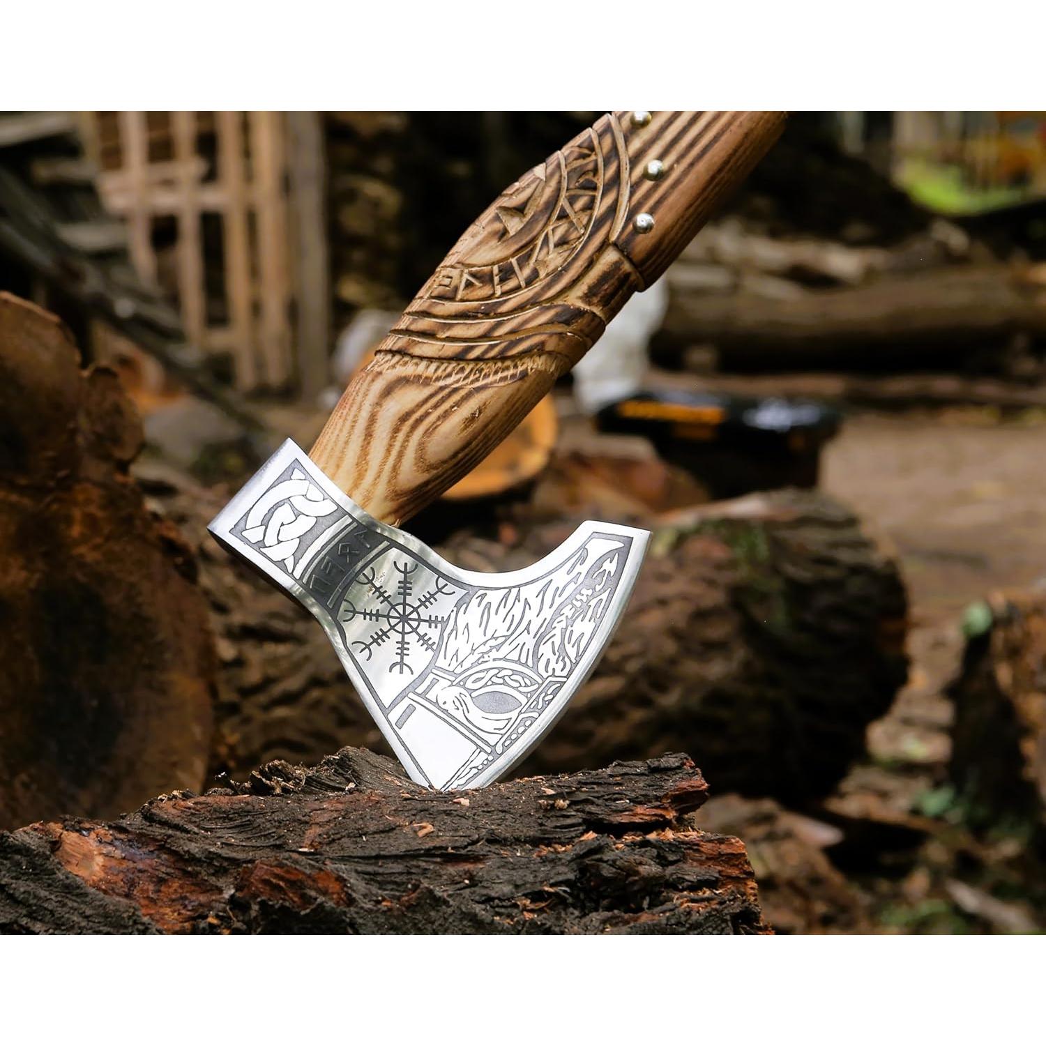 Hacha Vikinga Ahqaf 48.26 cm con Funda de Cuero