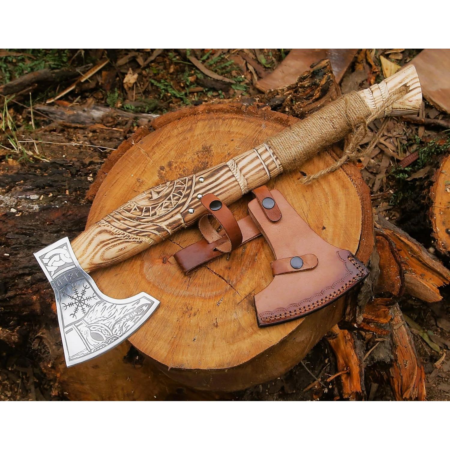 Hacha Vikinga Ahqaf 48.26 cm con Funda de Cuero