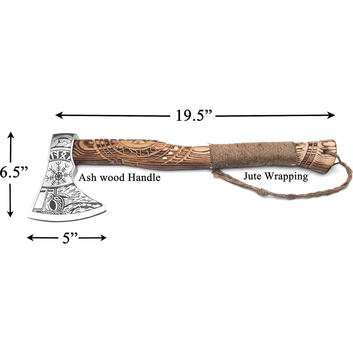 Hacha Vikinga Ahqaf 48.26 cm con Funda de Cuero