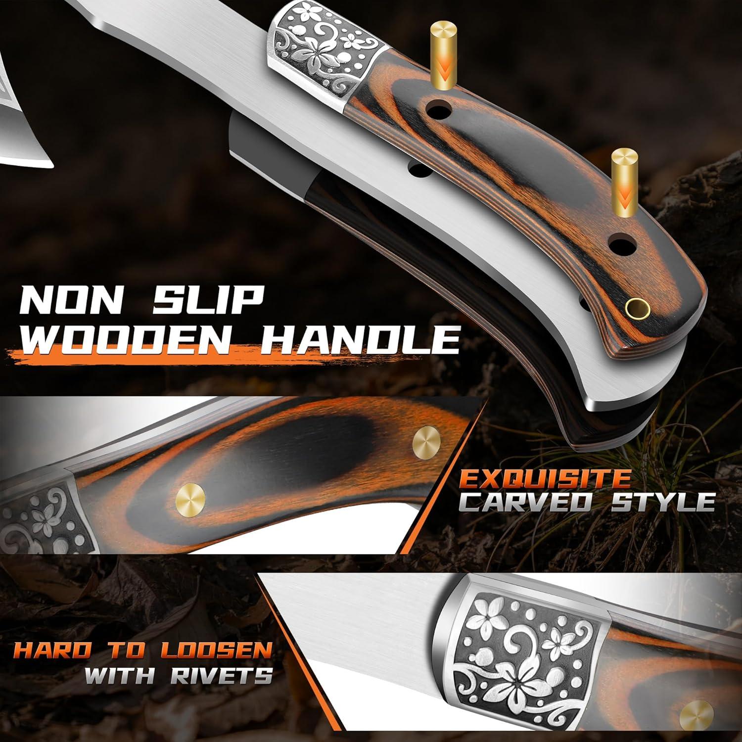 Hacha de Camping TIVOLI de Acero Inoxidable con Funda