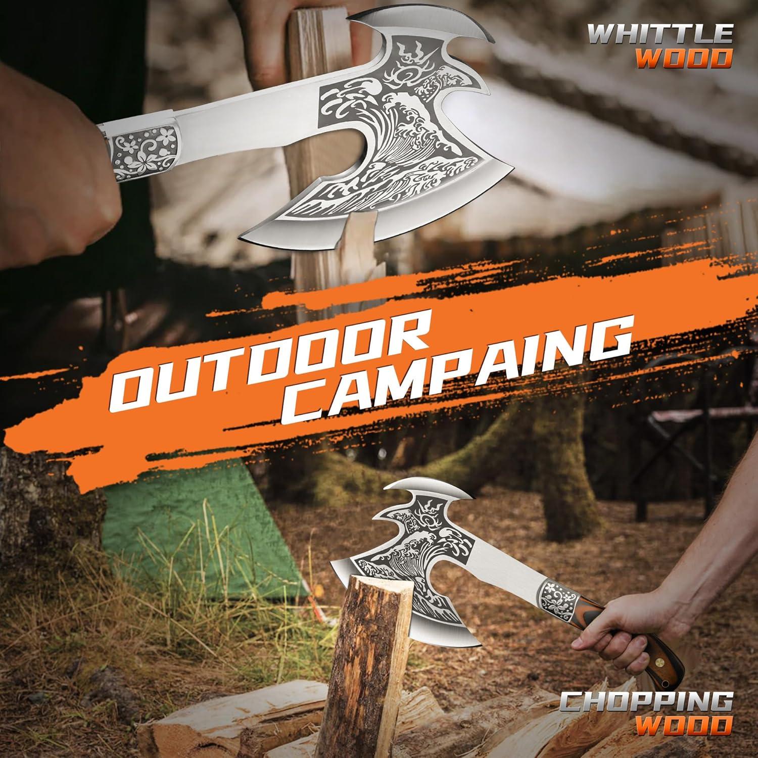 Hacha de Camping TIVOLI de Acero Inoxidable con Funda