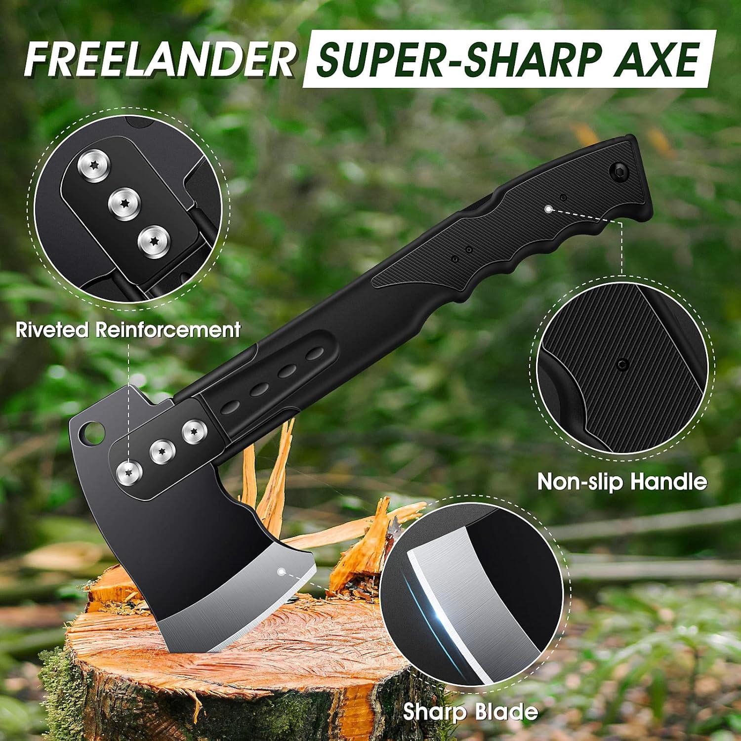 Hacha de Supervivencia Freelander 4-en-1 con Funda y Sierra