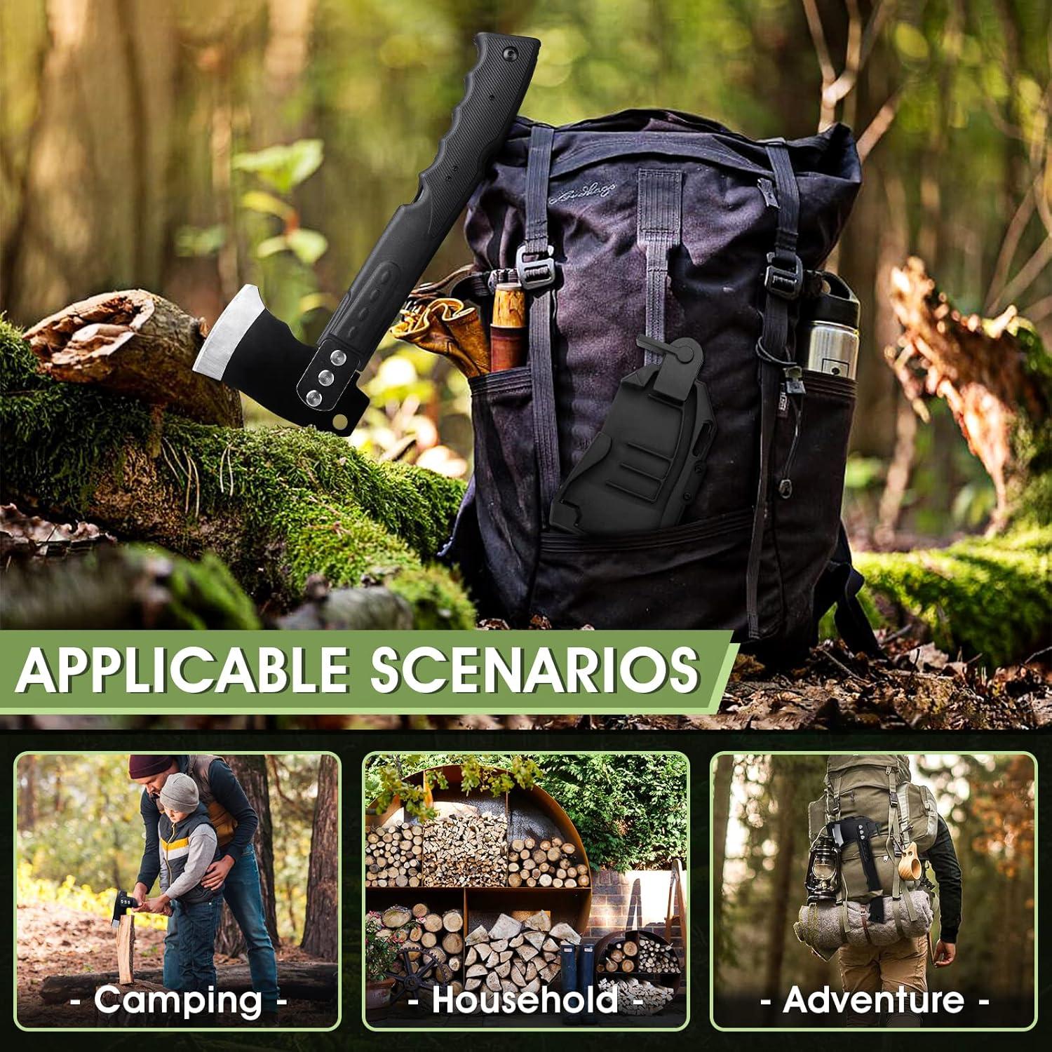 Hacha de Supervivencia Freelander 4-en-1 con Funda y Sierra