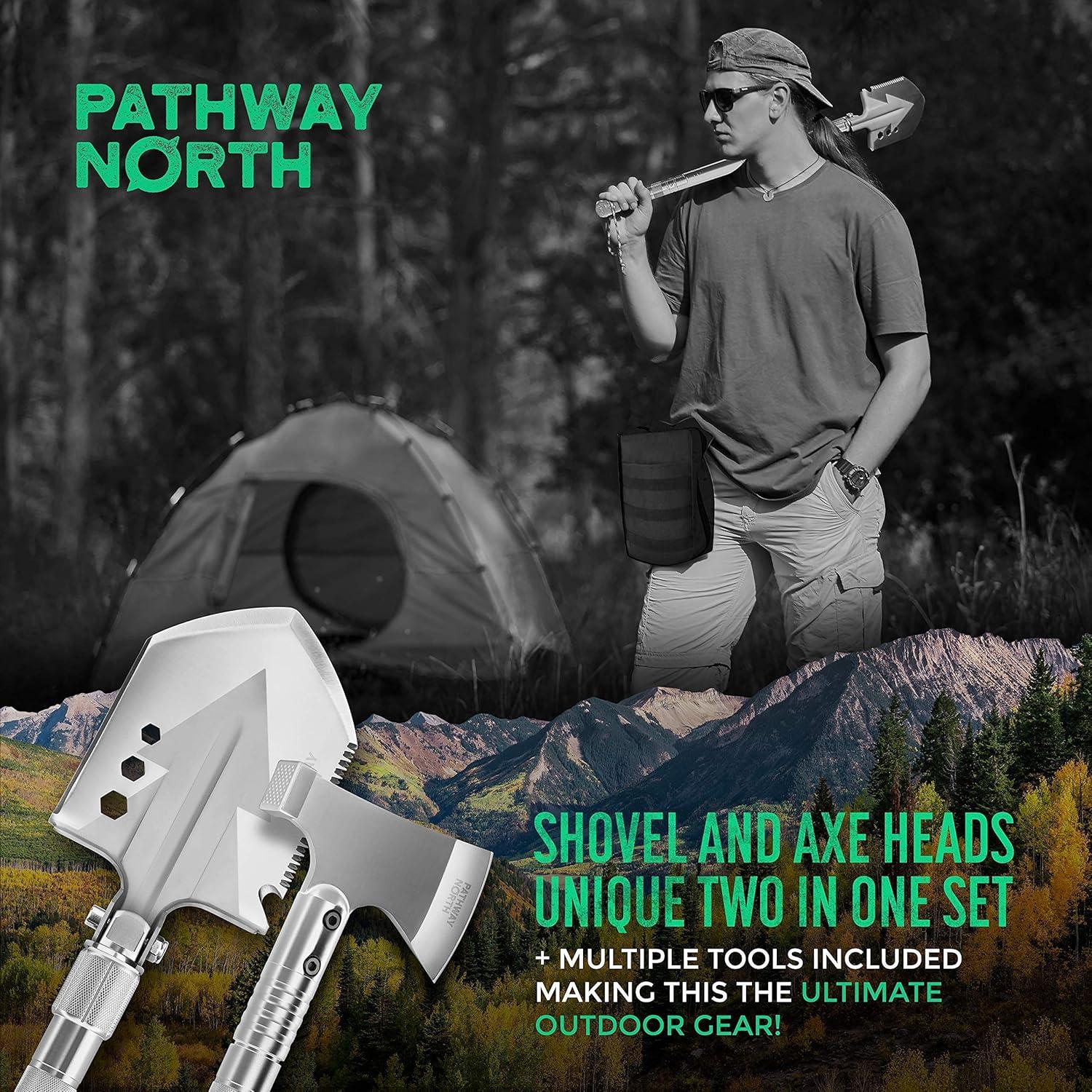 Pala y Hacha de Camping Pathway North - Multiuso Plegable de Acero Inoxidable