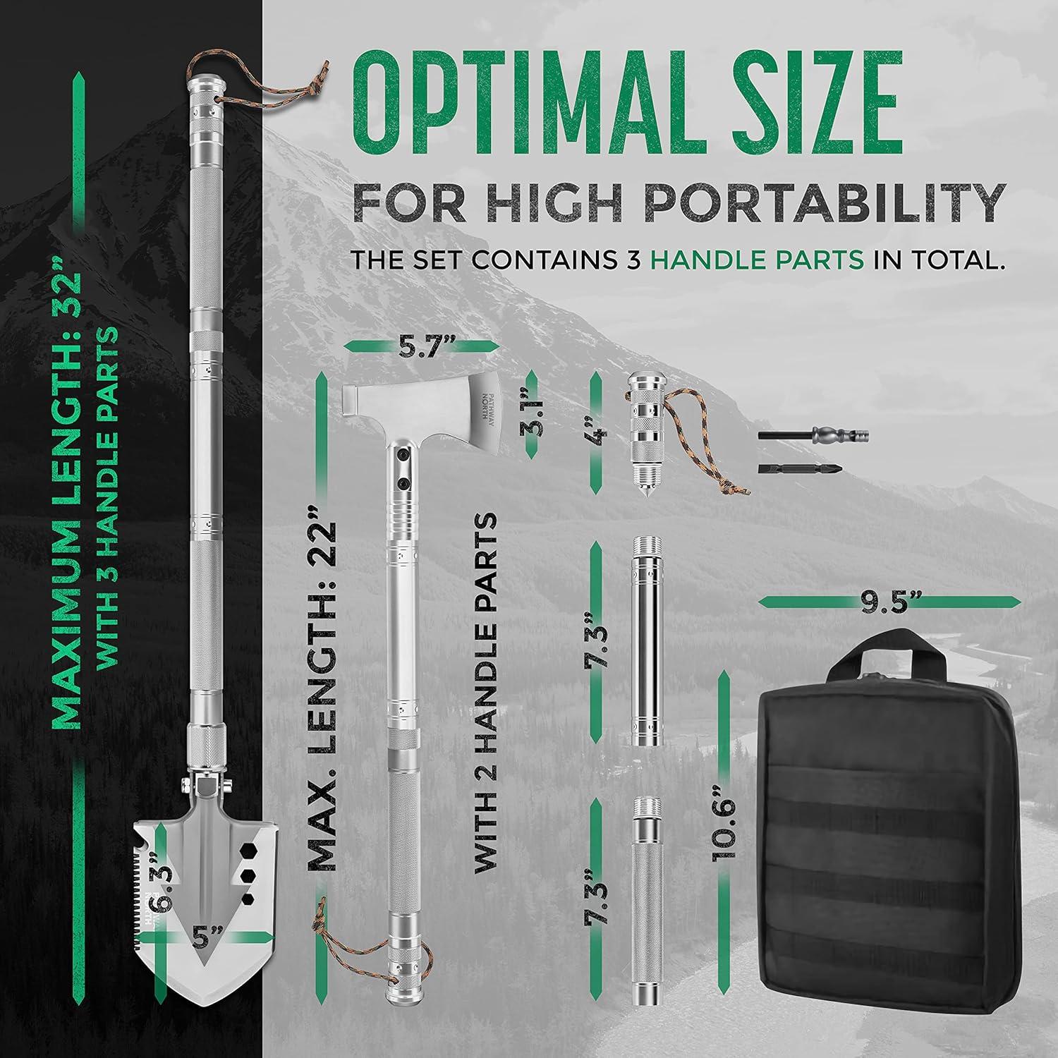 Pala y Hacha de Camping Pathway North - Multiuso Plegable de Acero Inoxidable