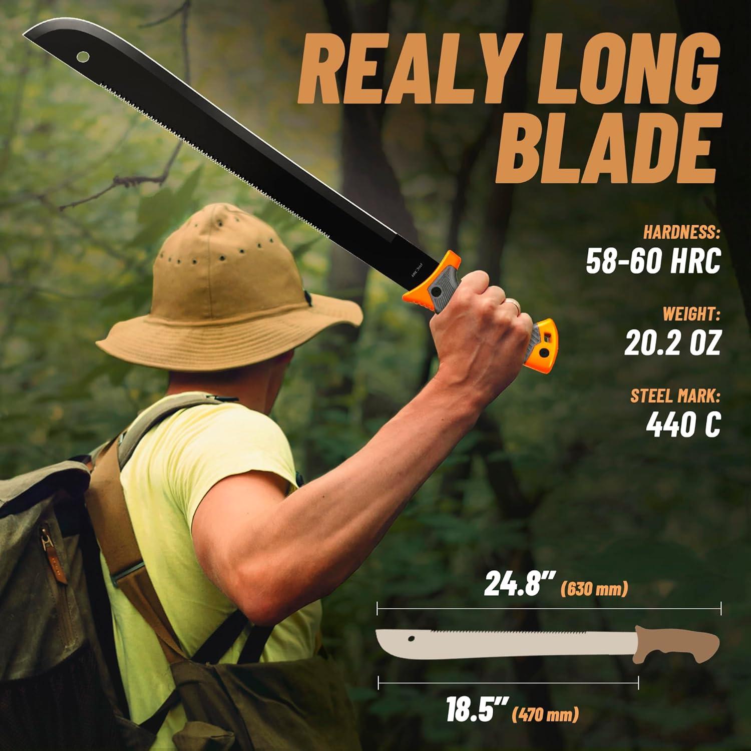 Machete de Supervivencia Grand Way 47 cm con Funda y Mango Ergonómico