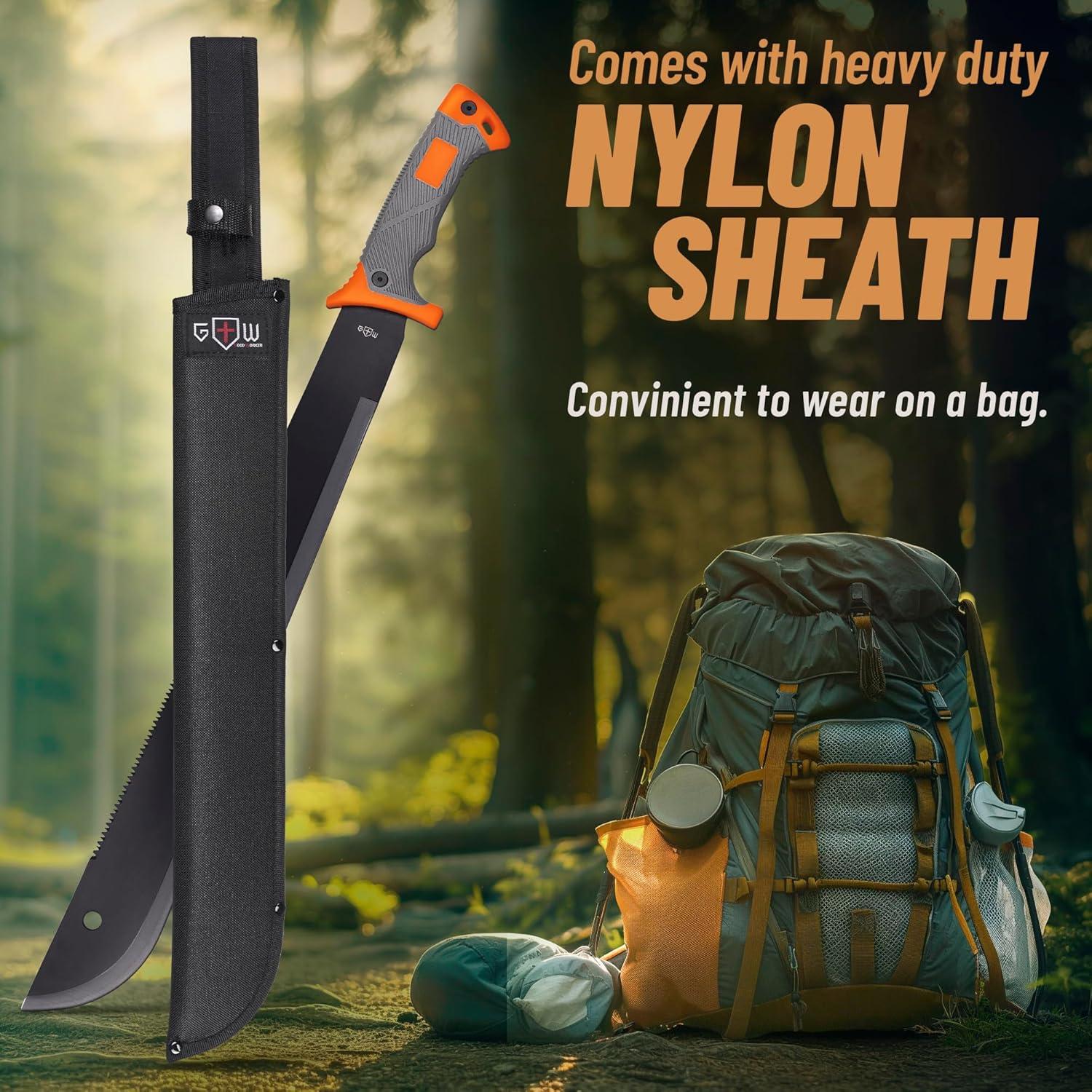 Machete de Supervivencia Grand Way 47 cm con Funda y Mango Ergonómico