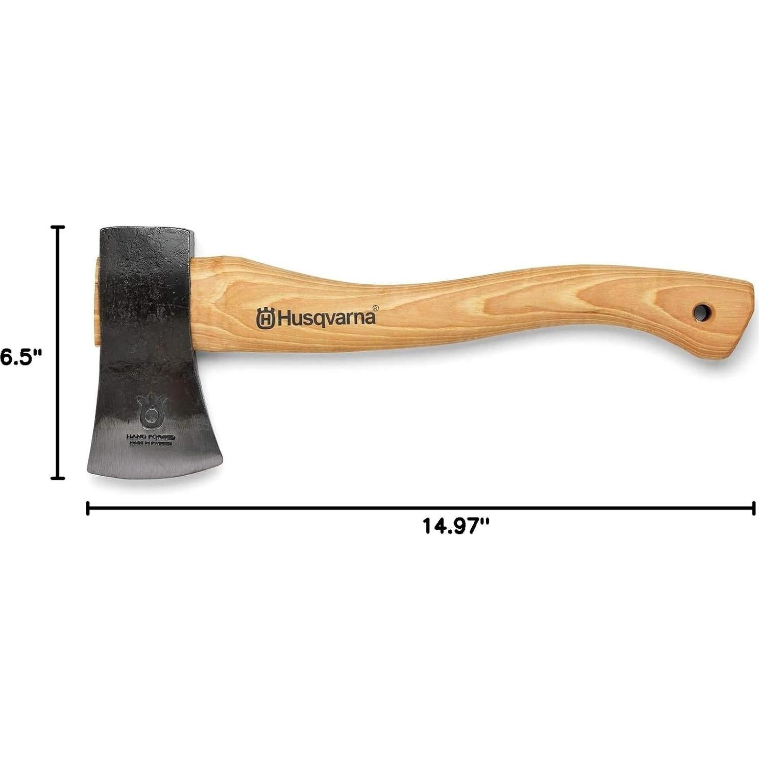 Husqvarna Hatchet, Small Axe with Leather Sheath and Hickory Handle, Ideal Small Hatchet Axe for Camping Gear and Gardening Tools