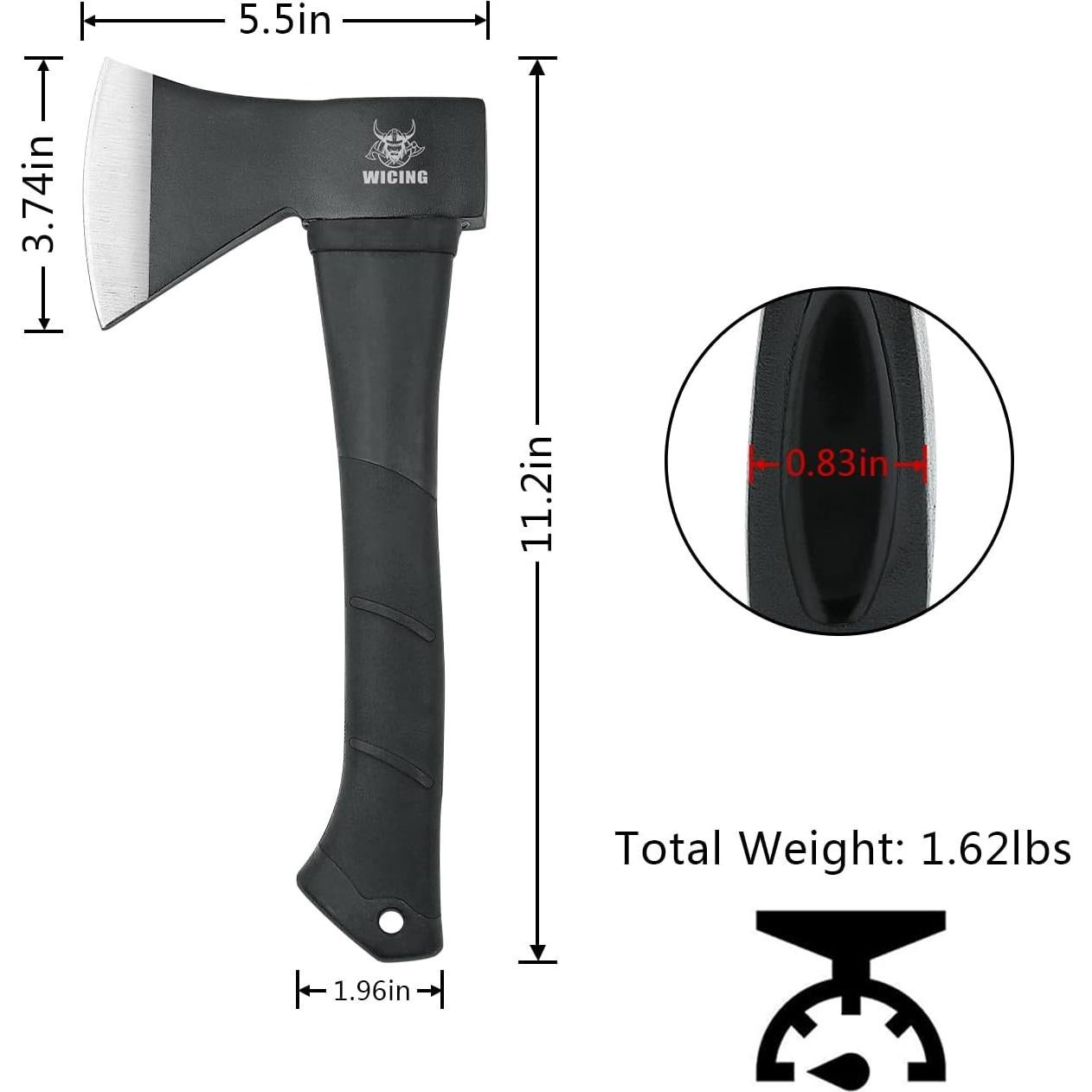 Throwing Axes and Tomahawks, 11.2 - inch Camping Hatchet Carbon Steel & Fiberglass Handle, with Anti-Slip & Shock Reduction for Axe Throwing, Camping, Kindling (3 Pack)