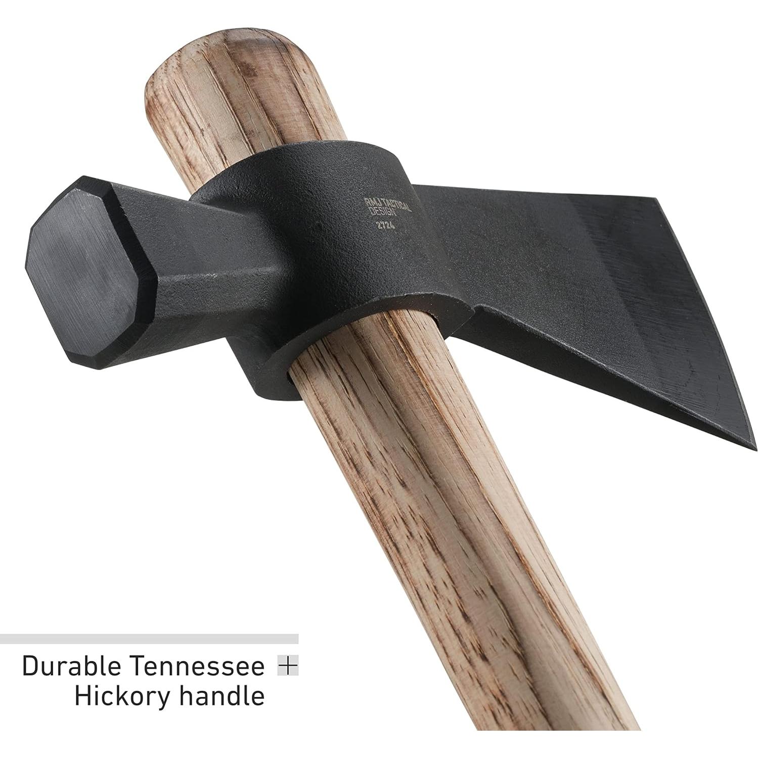 Chogan Hammer T-Hawk: Outdoor Camping Axe with Hammer Poll, Forged Carbon Steel Head, Tennessee Hickory Wooden Handle 2724