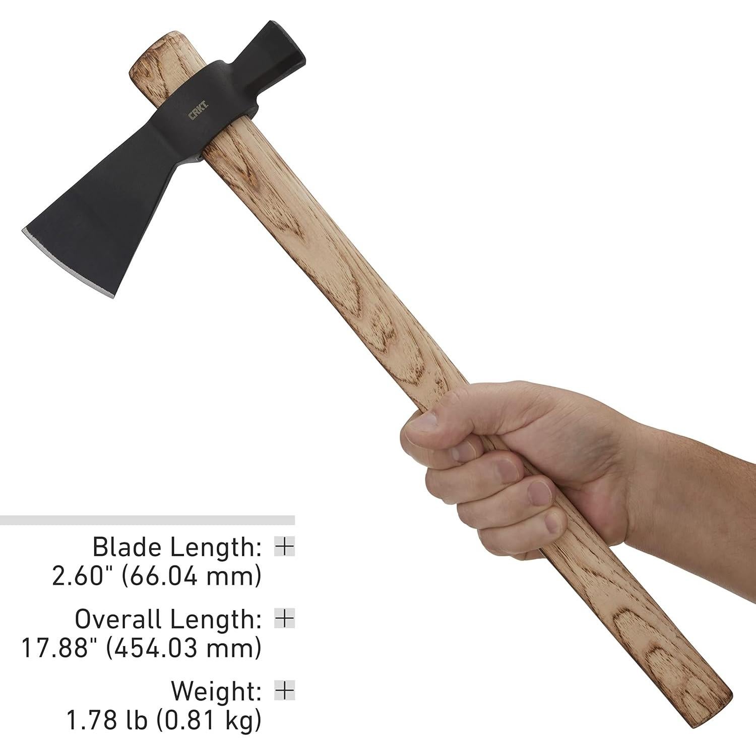 Chogan Hammer T-Hawk: Outdoor Camping Axe with Hammer Poll, Forged Carbon Steel Head, Tennessee Hickory Wooden Handle 2724