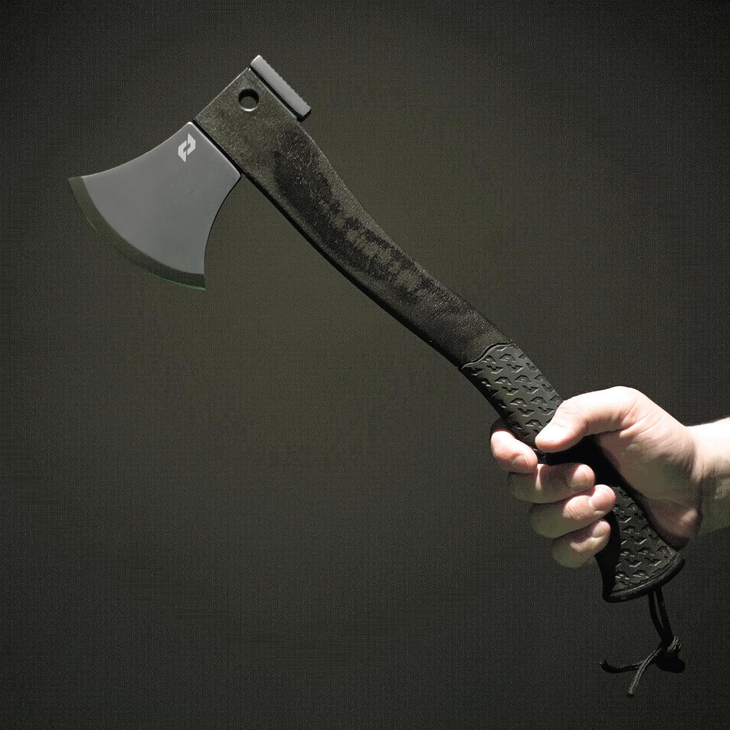 Bedrock Magnum 15.7in Survival Axe with 4.2in Stainless Steel Blade and TPR Rubber Handle for Outdoor Survival
