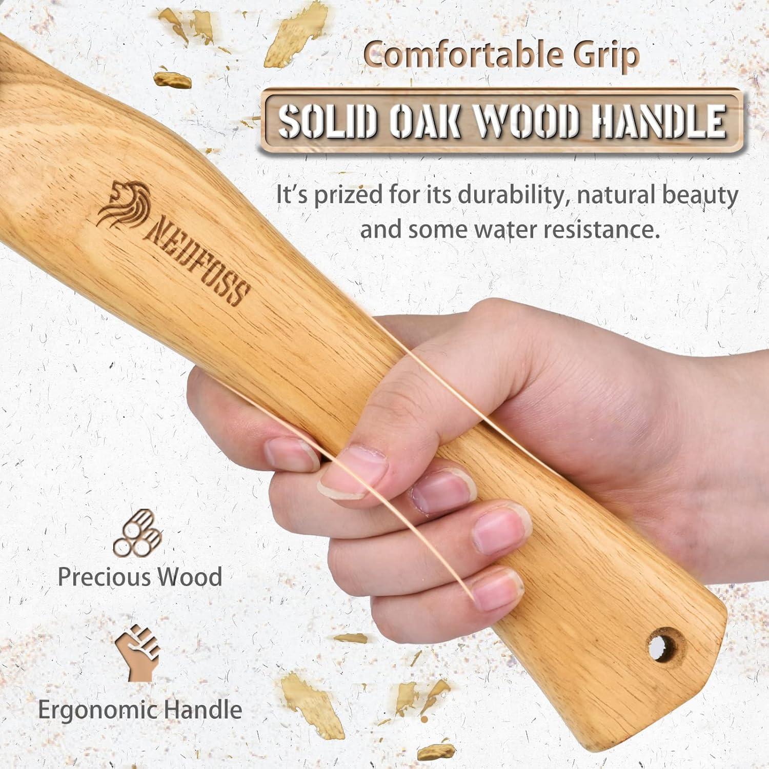 Hacha NedFoss 27.4 cm de Acero Inoxidable con Funda de Cuero