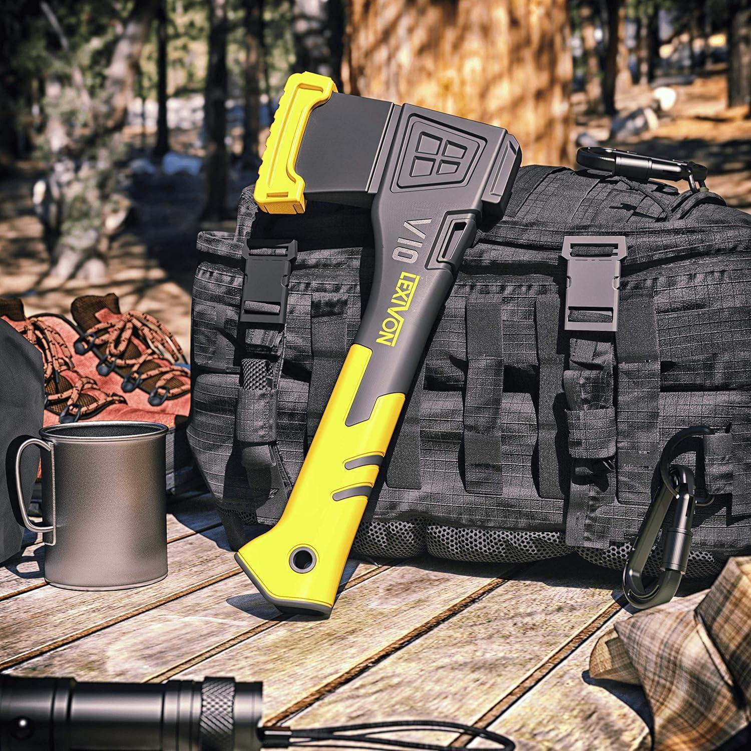 Hacha de Camping LEXIVON V10 - 25.4 cm, Acero de Carbono
