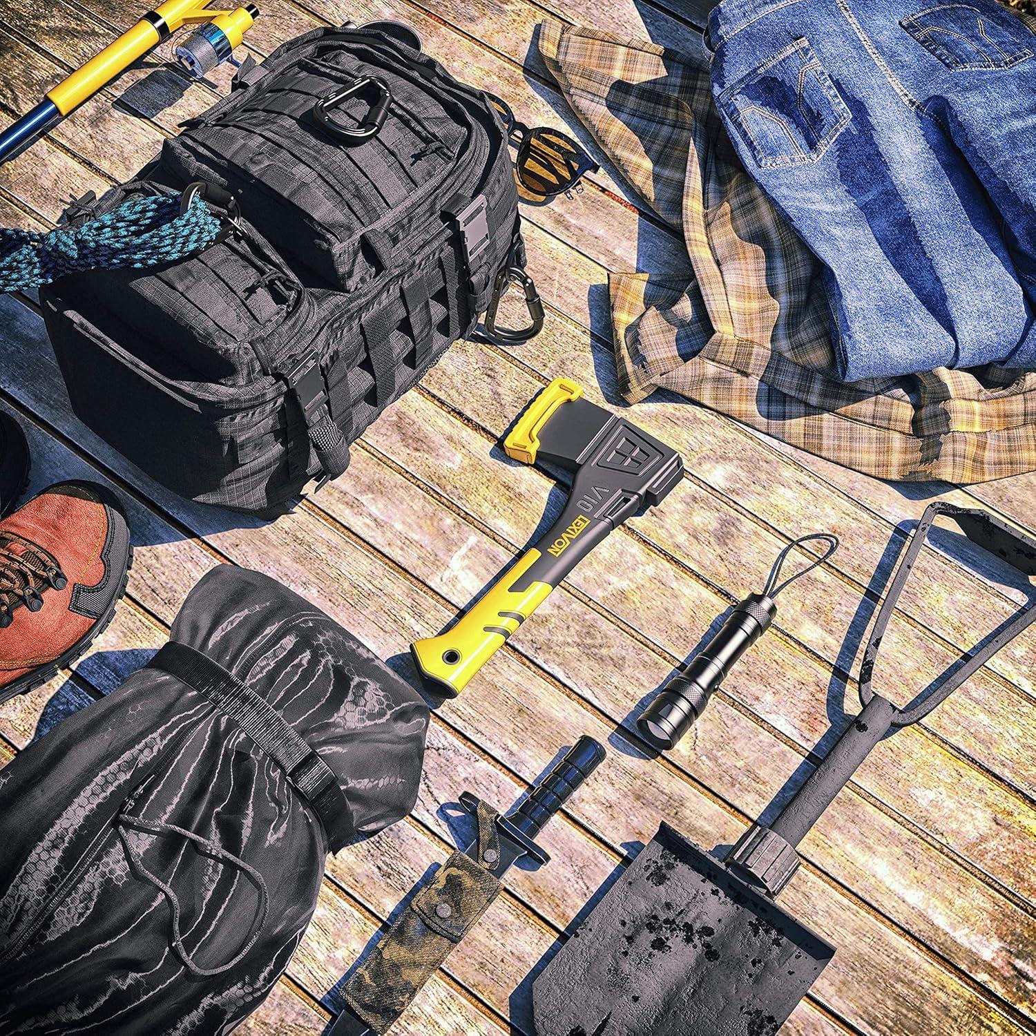 Hacha de Camping LEXIVON V10 - 25.4 cm, Acero de Carbono