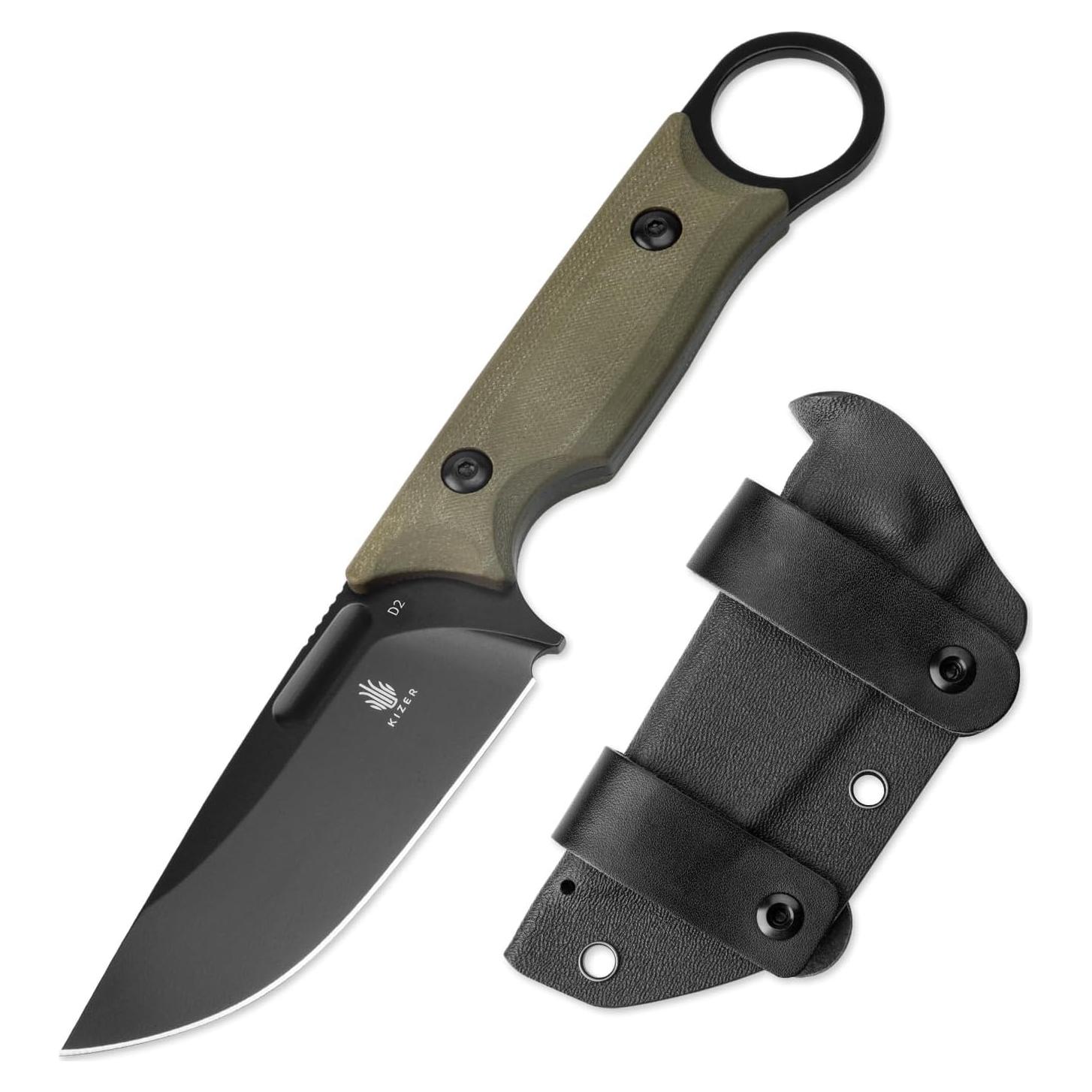 Cuchillo Fijo Kizer Cabox D2 85.3mm Mango G10 Verde