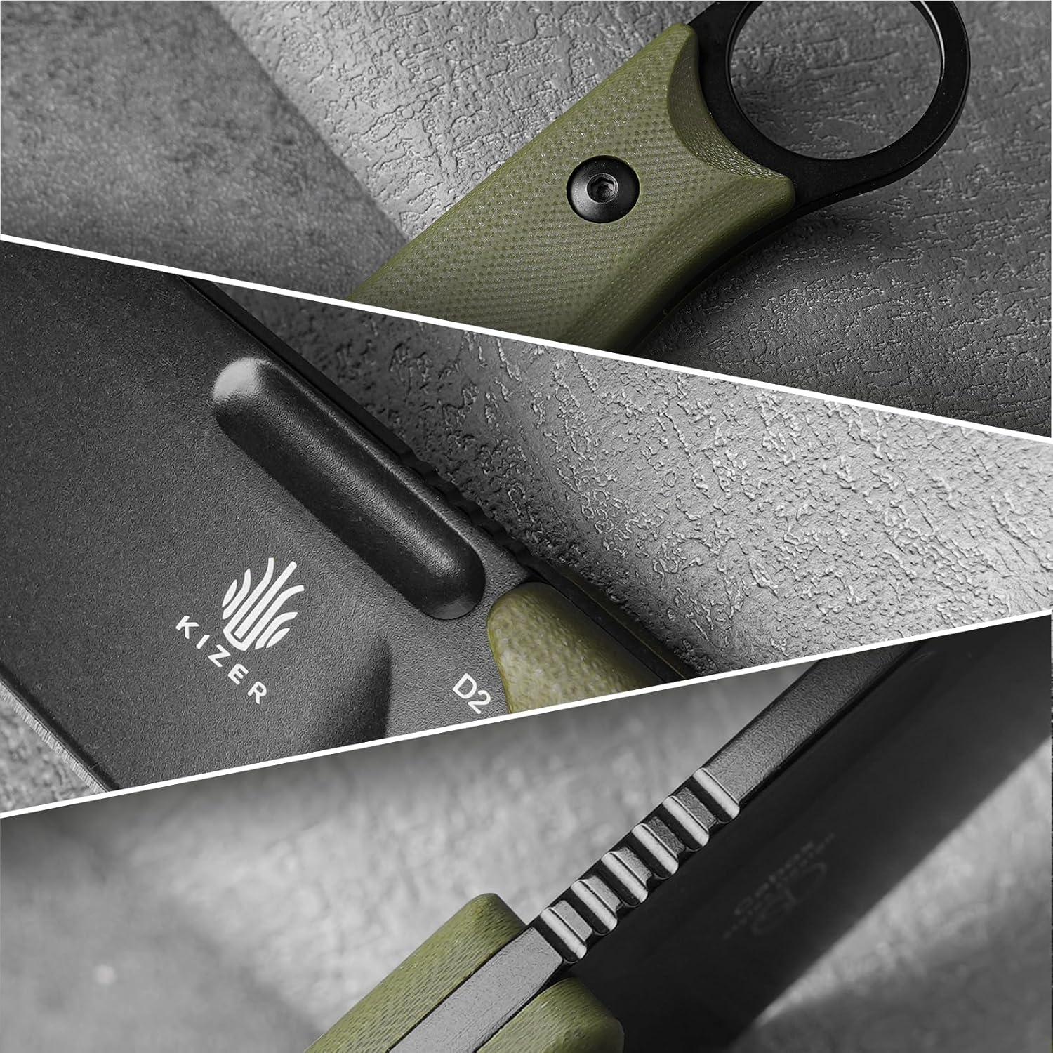 Cuchillo Fijo Kizer Cabox D2 85.3mm Mango G10 Verde