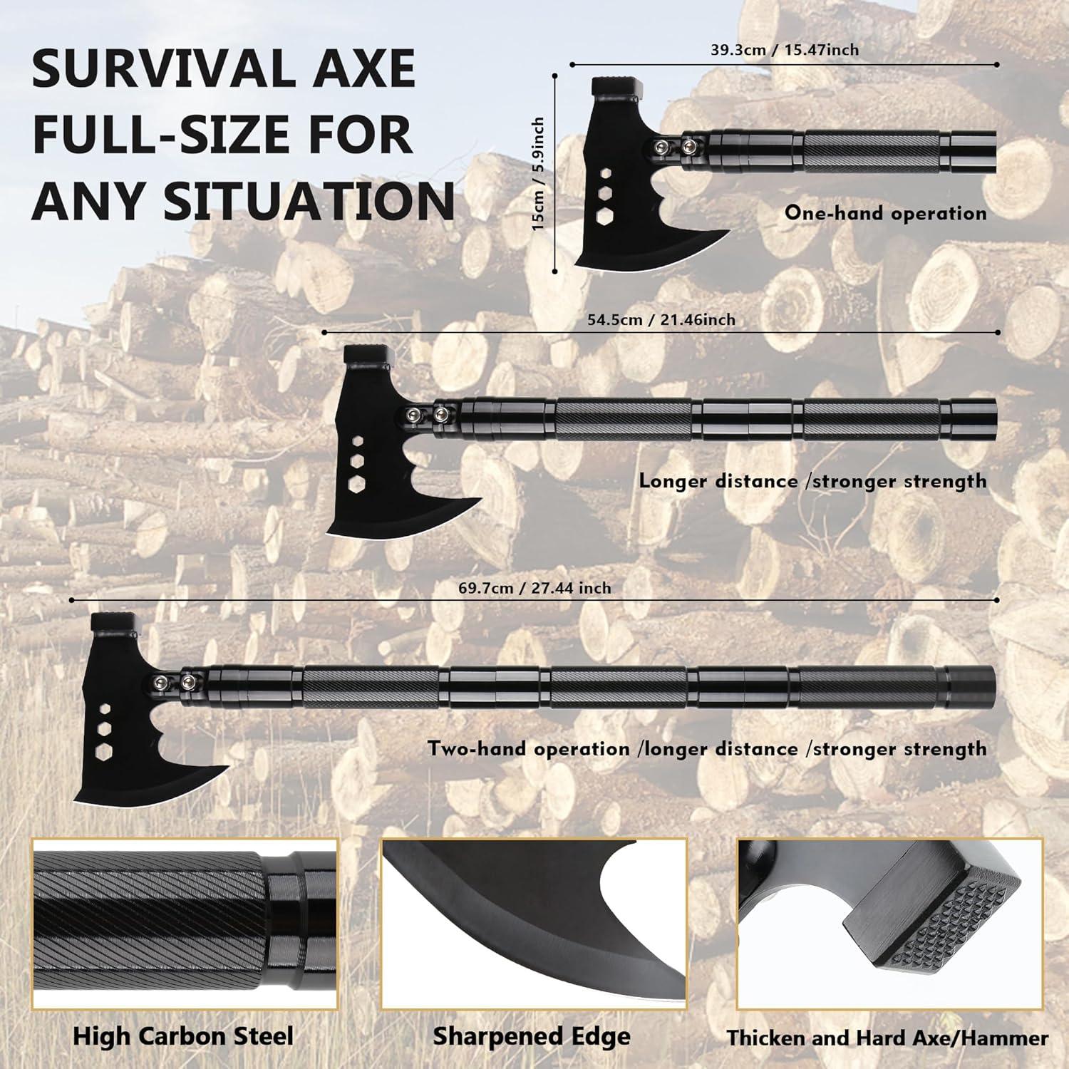 aiGear Camping Shovel Axe Outdoor Survival Tool Set for Camping Hiking Backpacking Men Survival Emergency(CSA-5935)