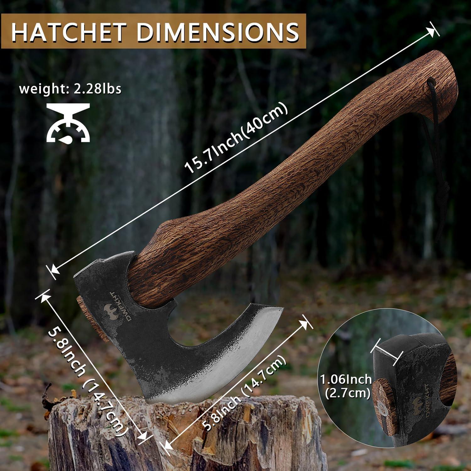 Hacha de Camping DWFKHT 39.9 cm Acero al Carbono con Funda