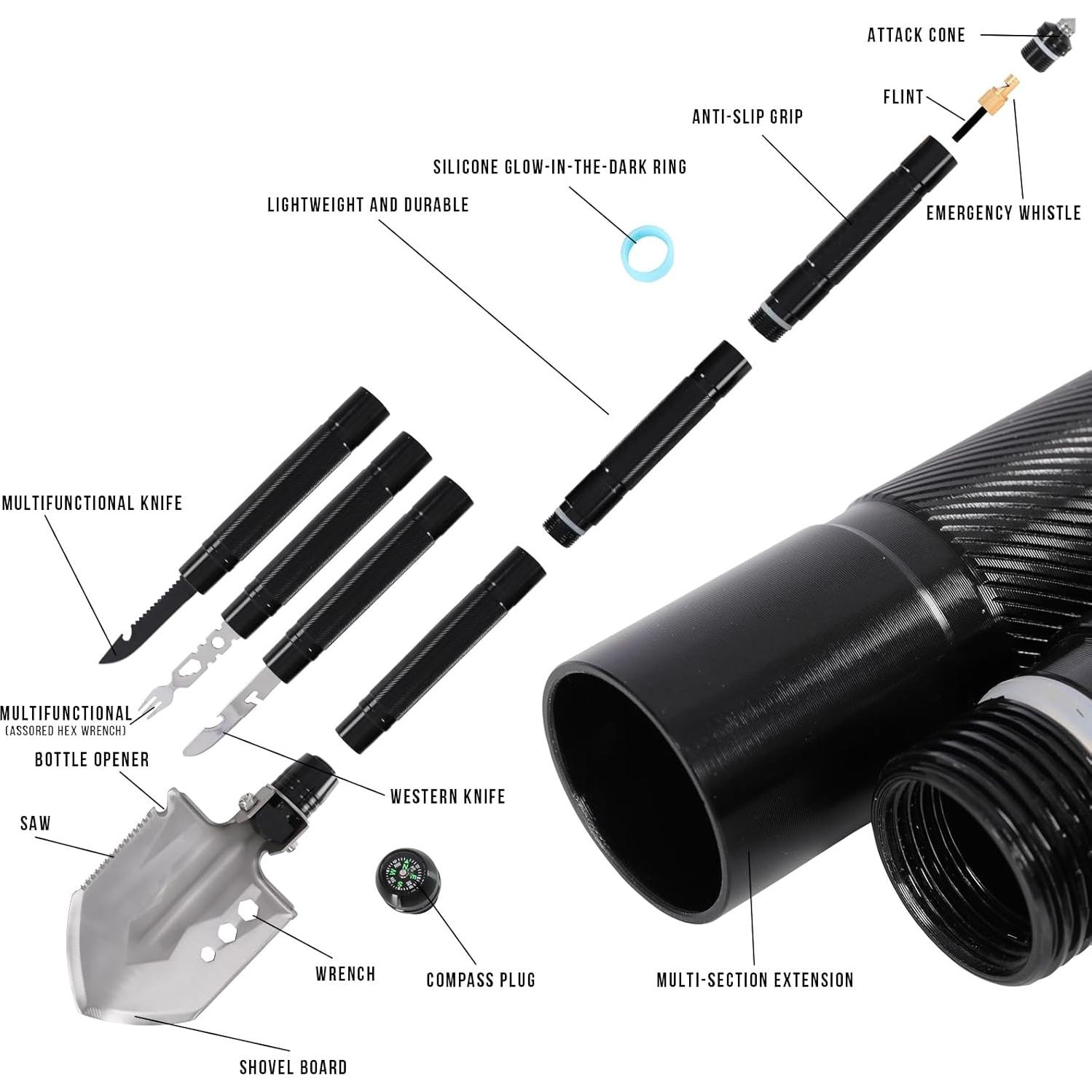 Pala de Supervivencia Multiherramienta 14-en-1 Airctiy - Plegable Táctica