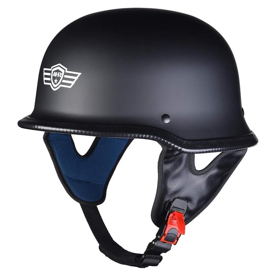 Casco Moto Estilo Alemán AHR RUN-G Medio Negro Mate