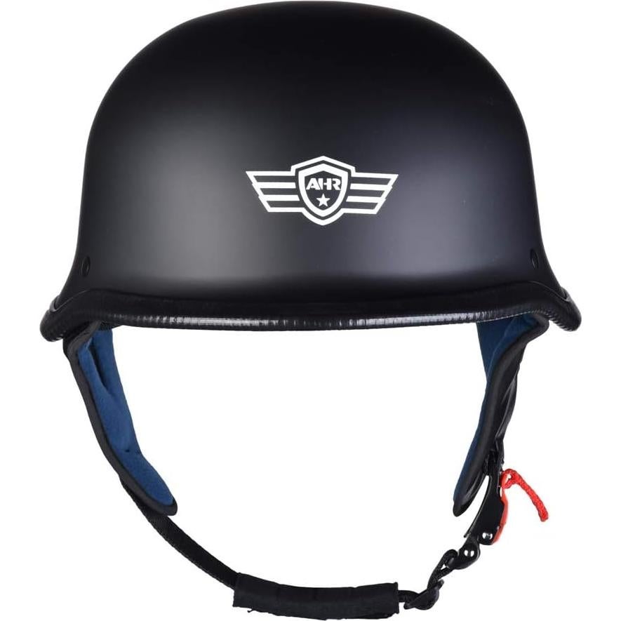 Casco Moto Estilo Alemán AHR RUN-G Medio Negro Mate