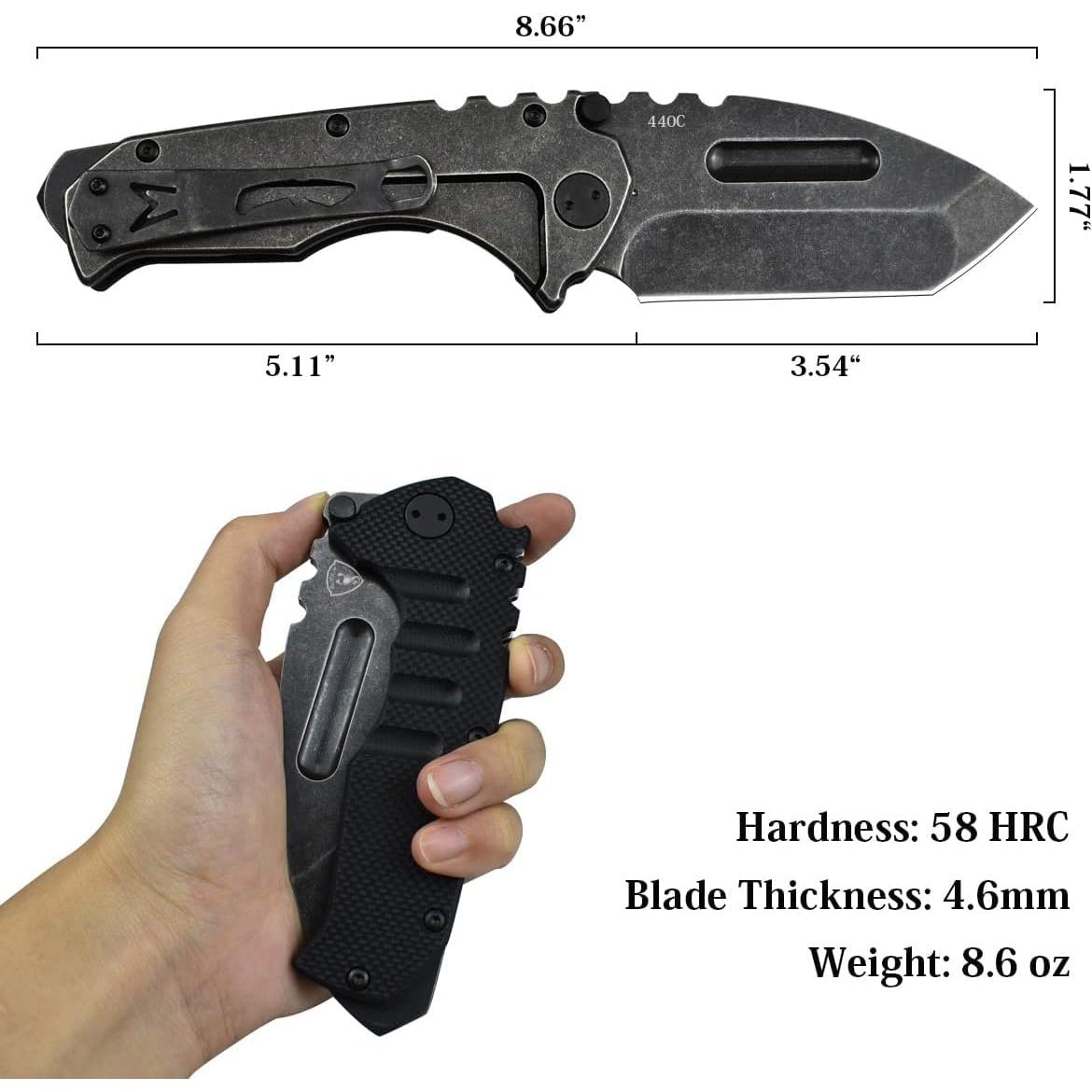 Cuchillo Plegable AUBEY AU-MFG10H Tipo Tanto Acero 440C