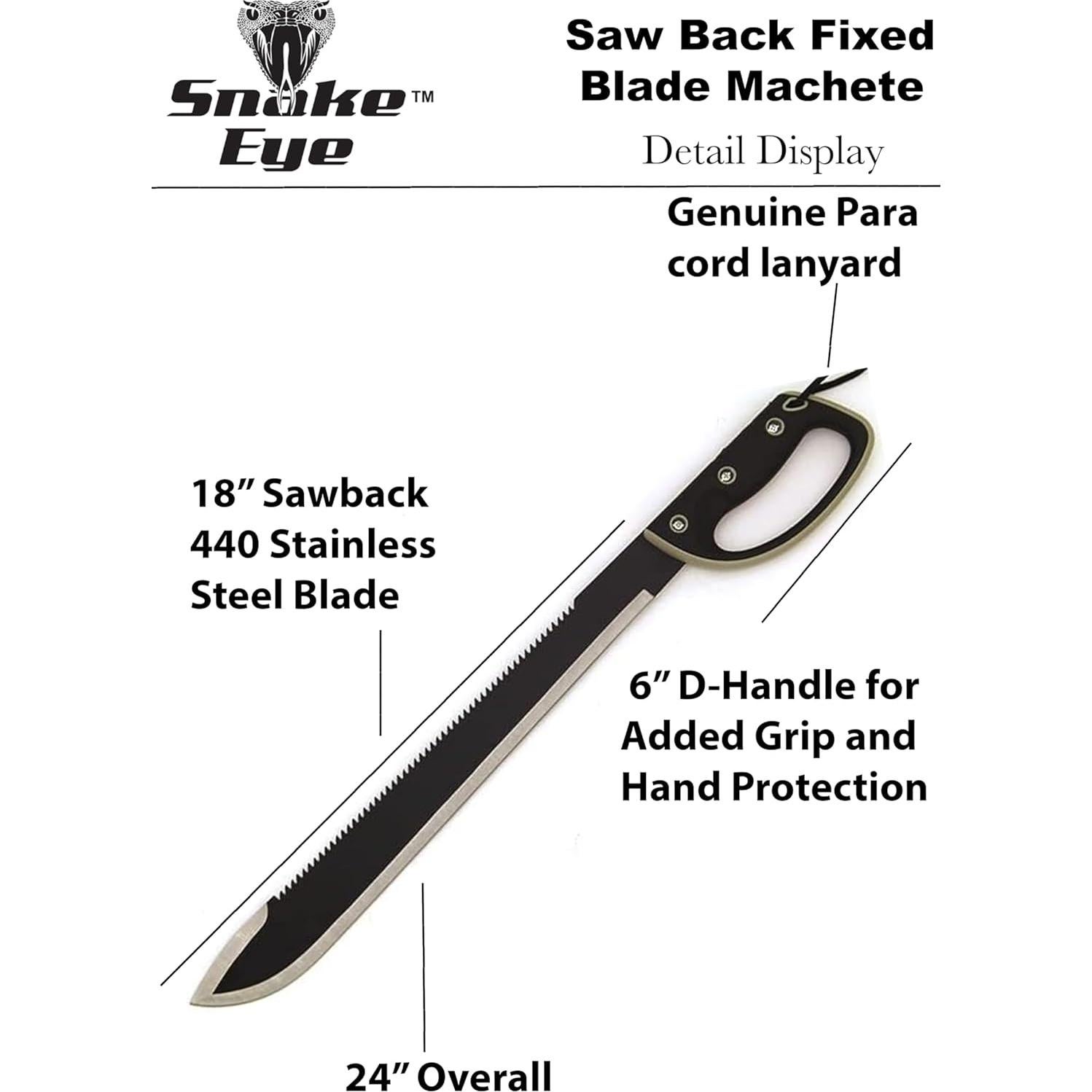 Machete Snake Eye Tactical 61 cm Acero Inoxidable con Funda