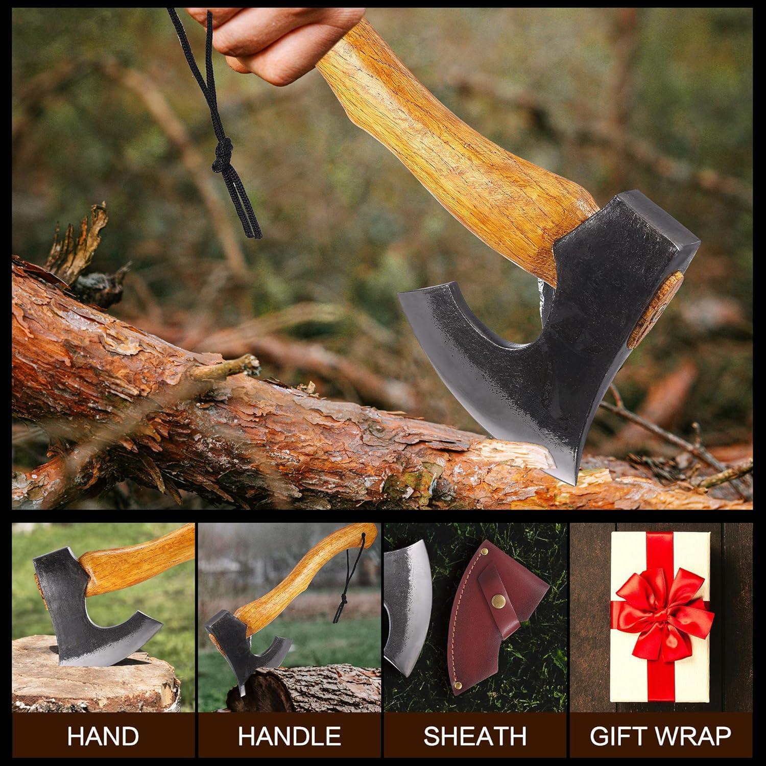 Hacha de Camping LUIOUS 39.6 cm Acero Forjado Mango de Haya