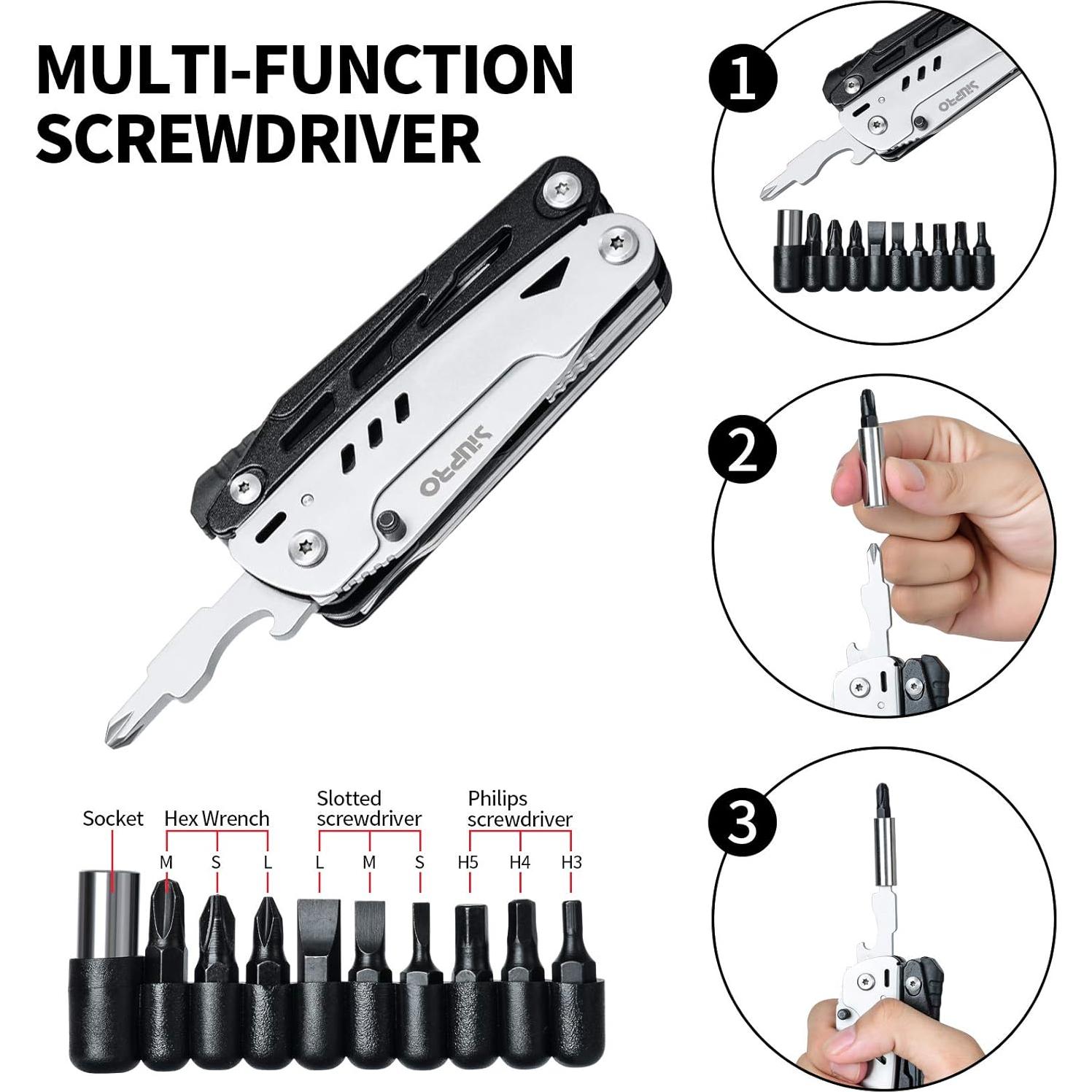 Cuchillo de bolsillo multitool SIUPRO 22 en 1 acero inoxidable