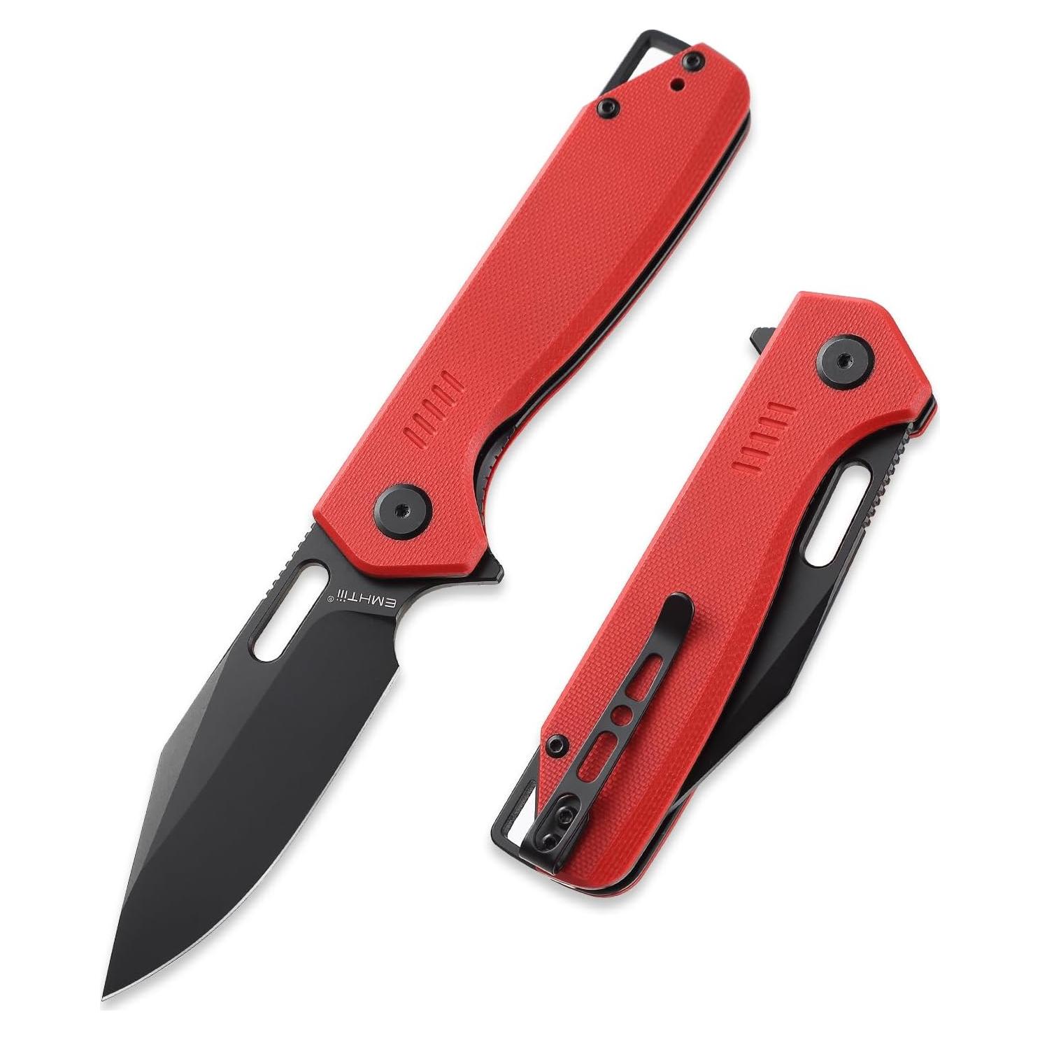 Cuchillo Plegable EMHTiii Rojo con Hoja de Acero D2 8.5cm