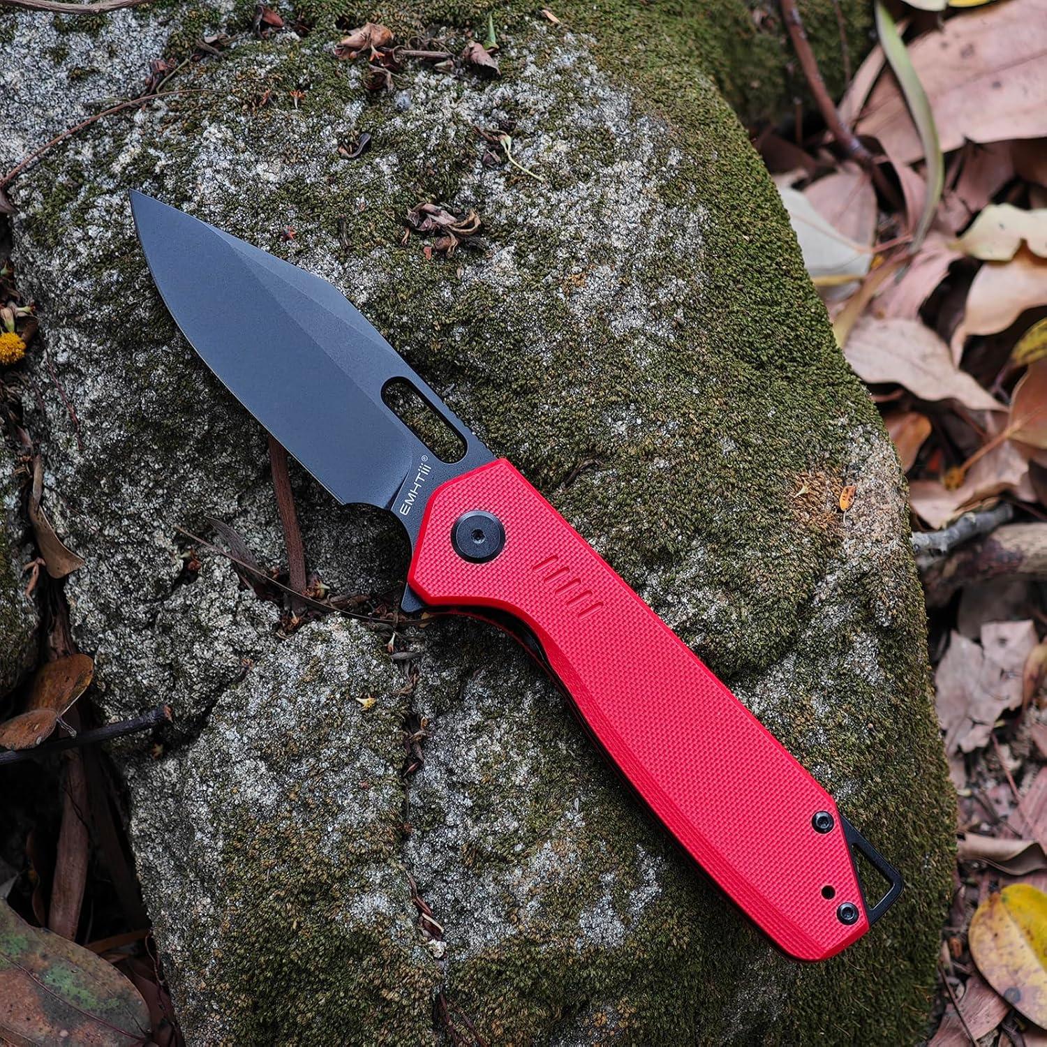 Cuchillo Plegable EMHTiii Rojo con Hoja de Acero D2 8.5cm